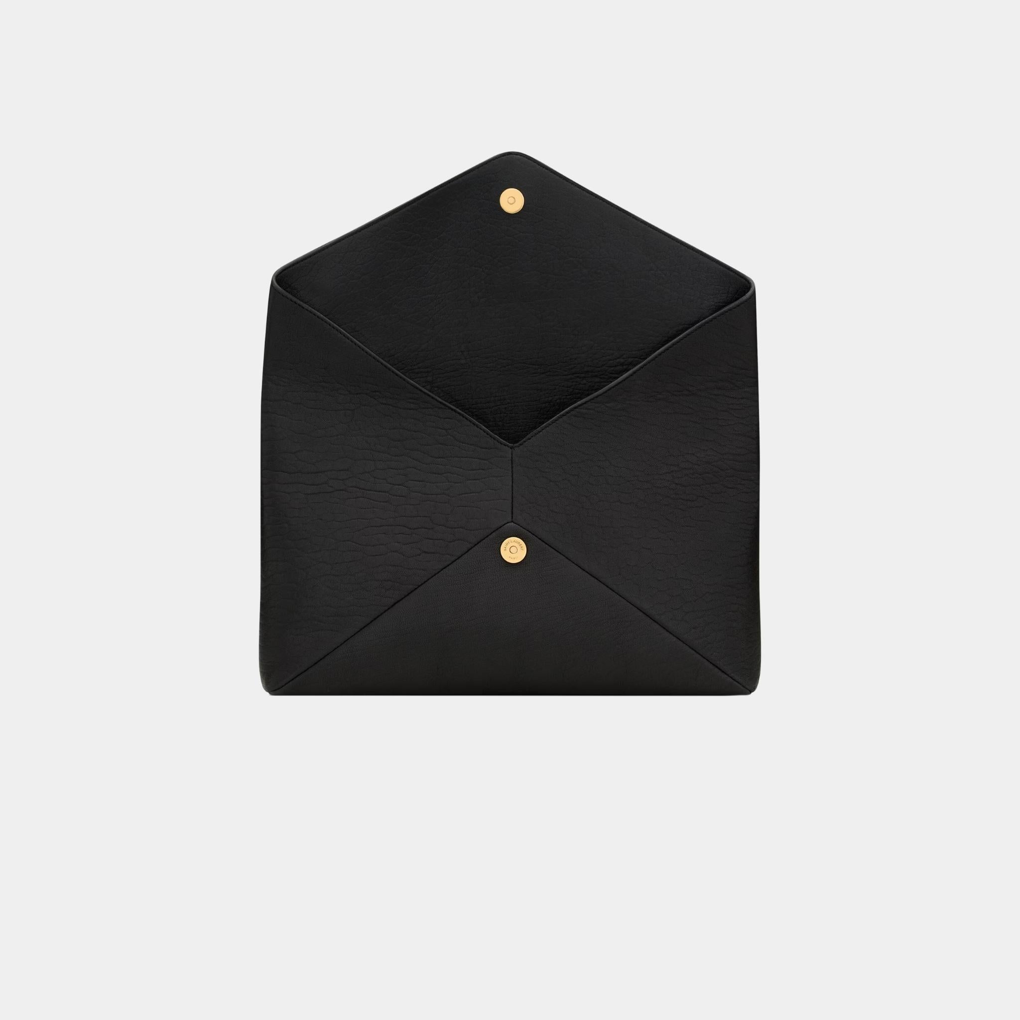 Yves Saint Laurent Cassandre large Envelope Pouch Lambskin, Black, Inside