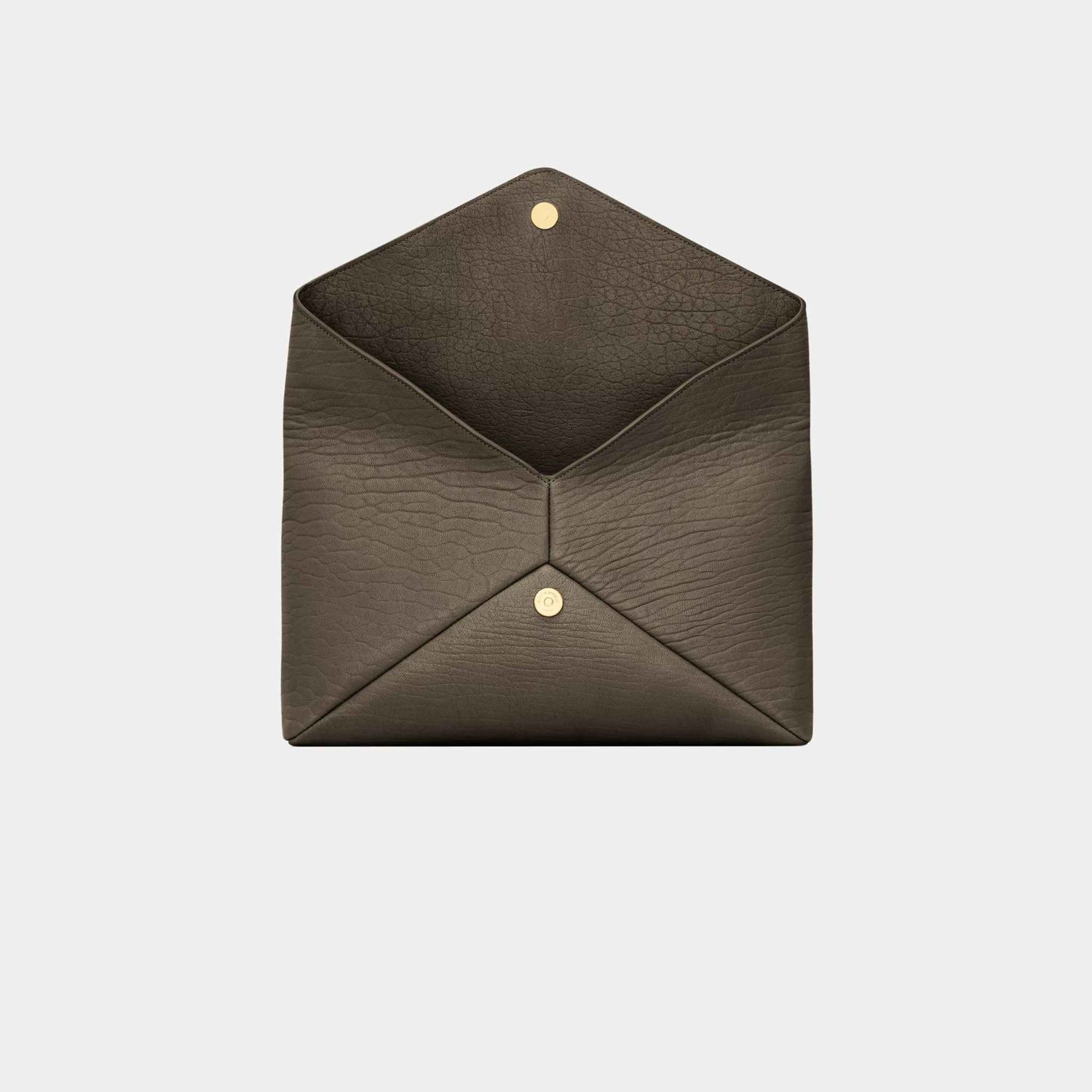 Yves Saint Laurent Cassandre large Envelope Pouch Lambskin, Light Musk, Inside