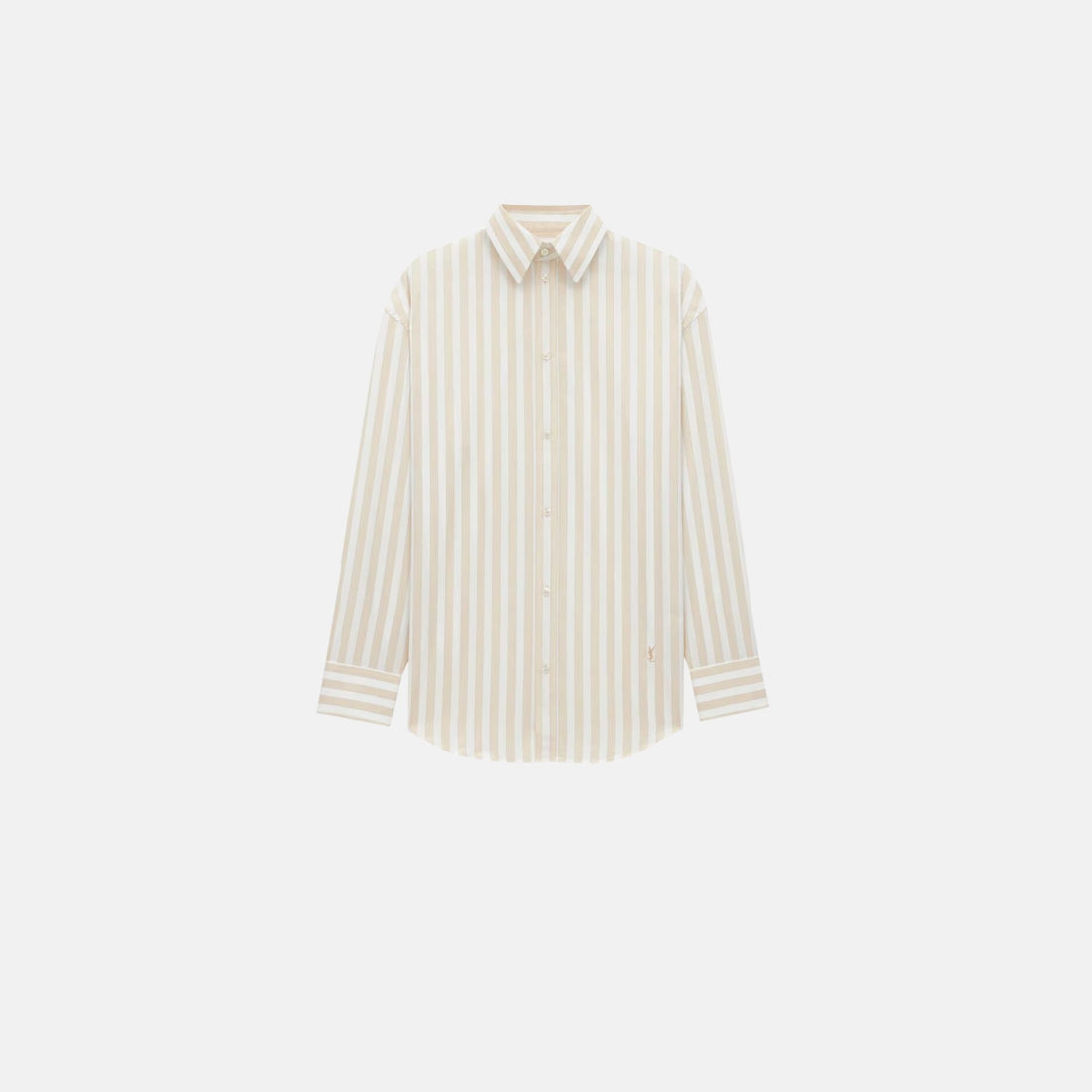 Yves Saint Laurent Cassandre Shirt In Striped Cotton, Front