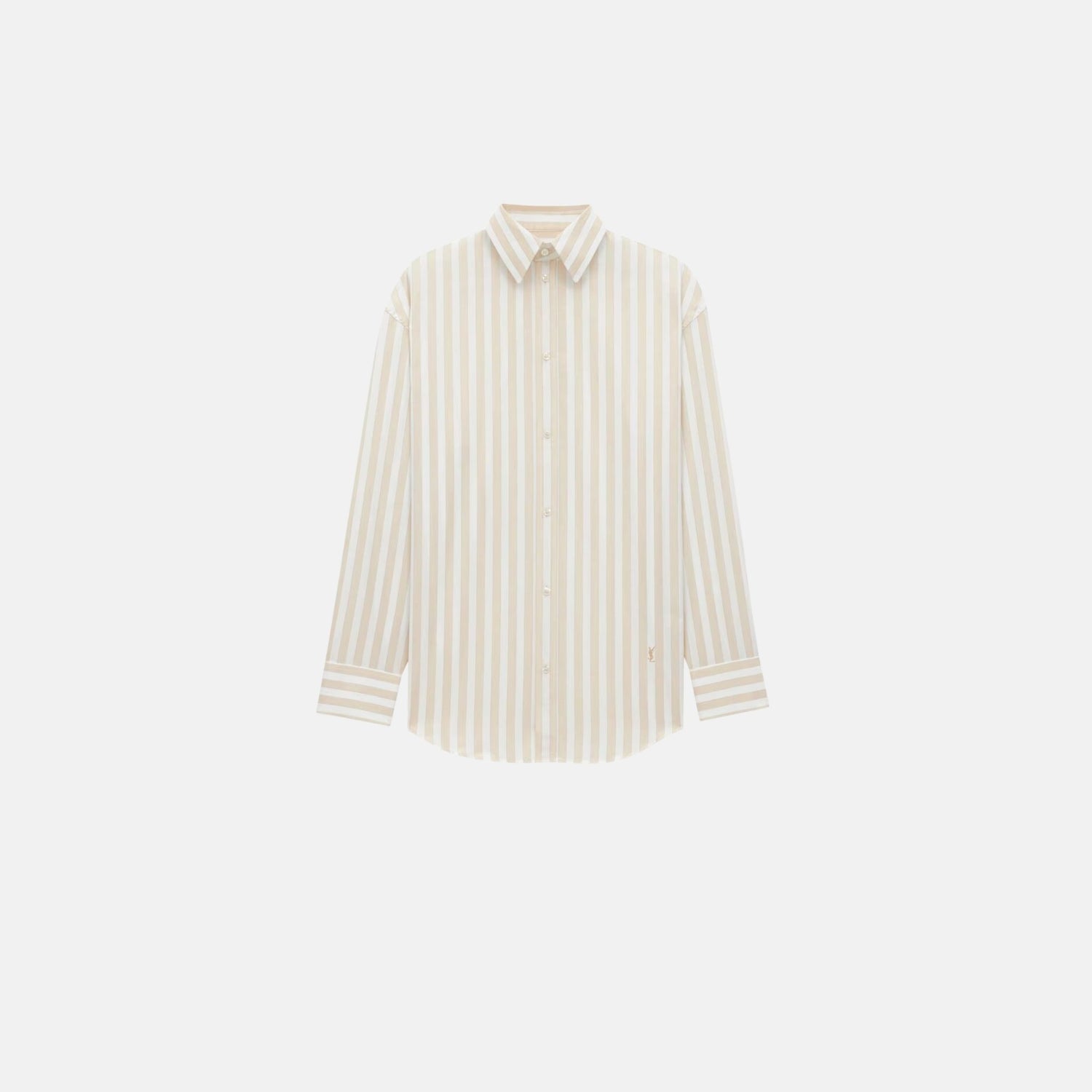 Yves Saint Laurent Cassandre Shirt In Striped Cotton, Front