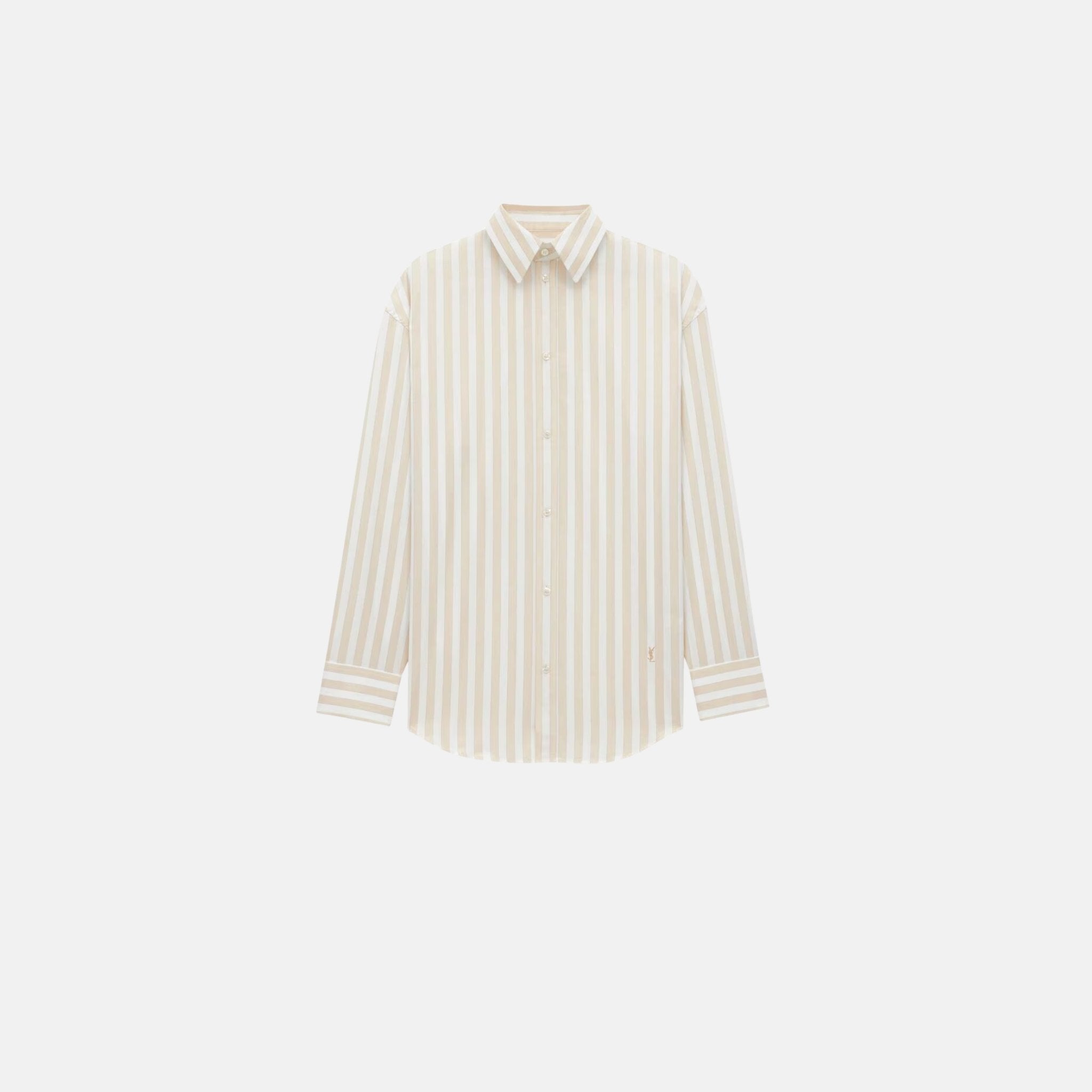 Yves Saint Laurent Cassandre Shirt In Striped Cotton, Front
