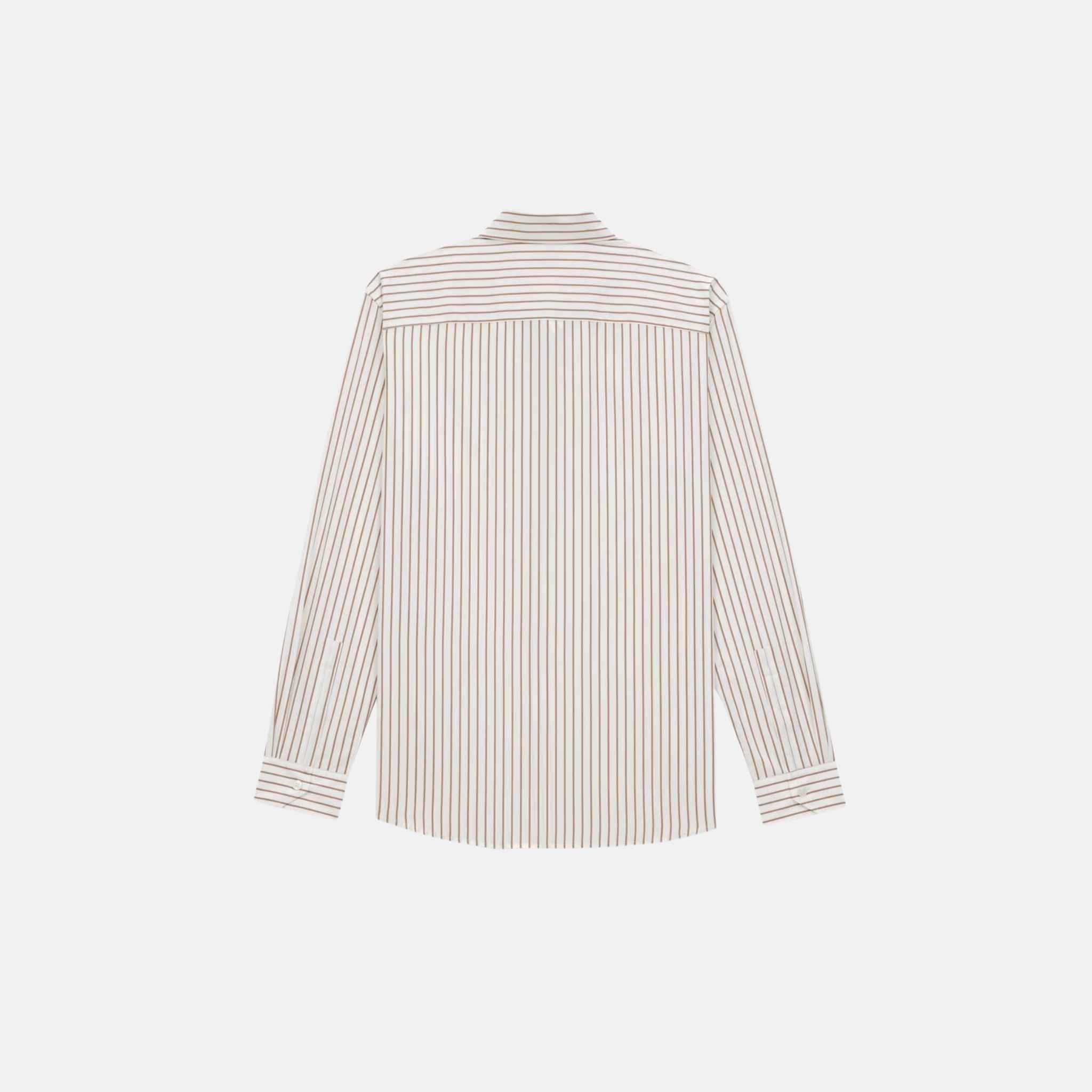 Yves Saint Laurent Cassandre Shirt In Striped Cotton Poplin, Back
