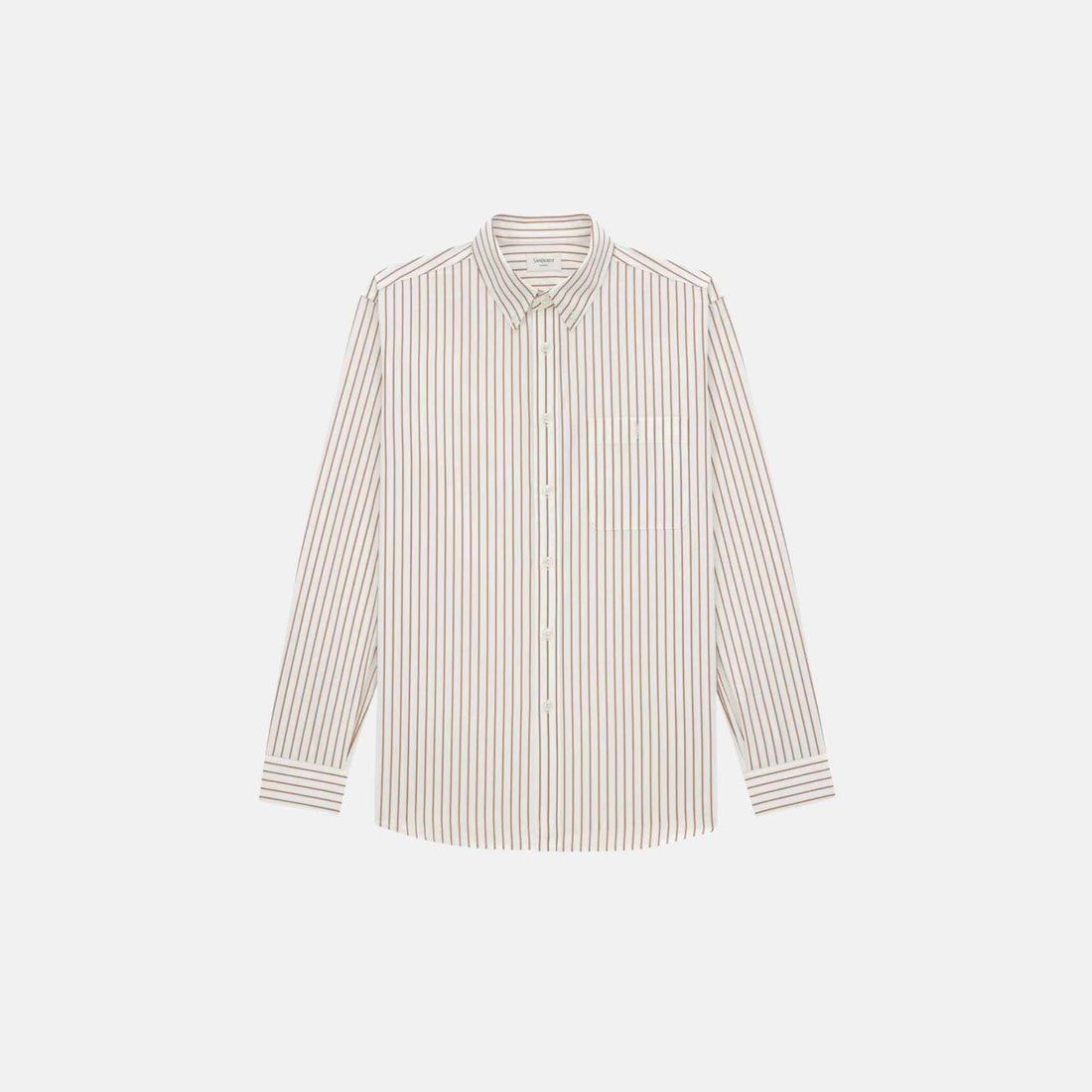Yves Saint Laurent Cassandre Shirt In Striped Cotton Poplin, Front