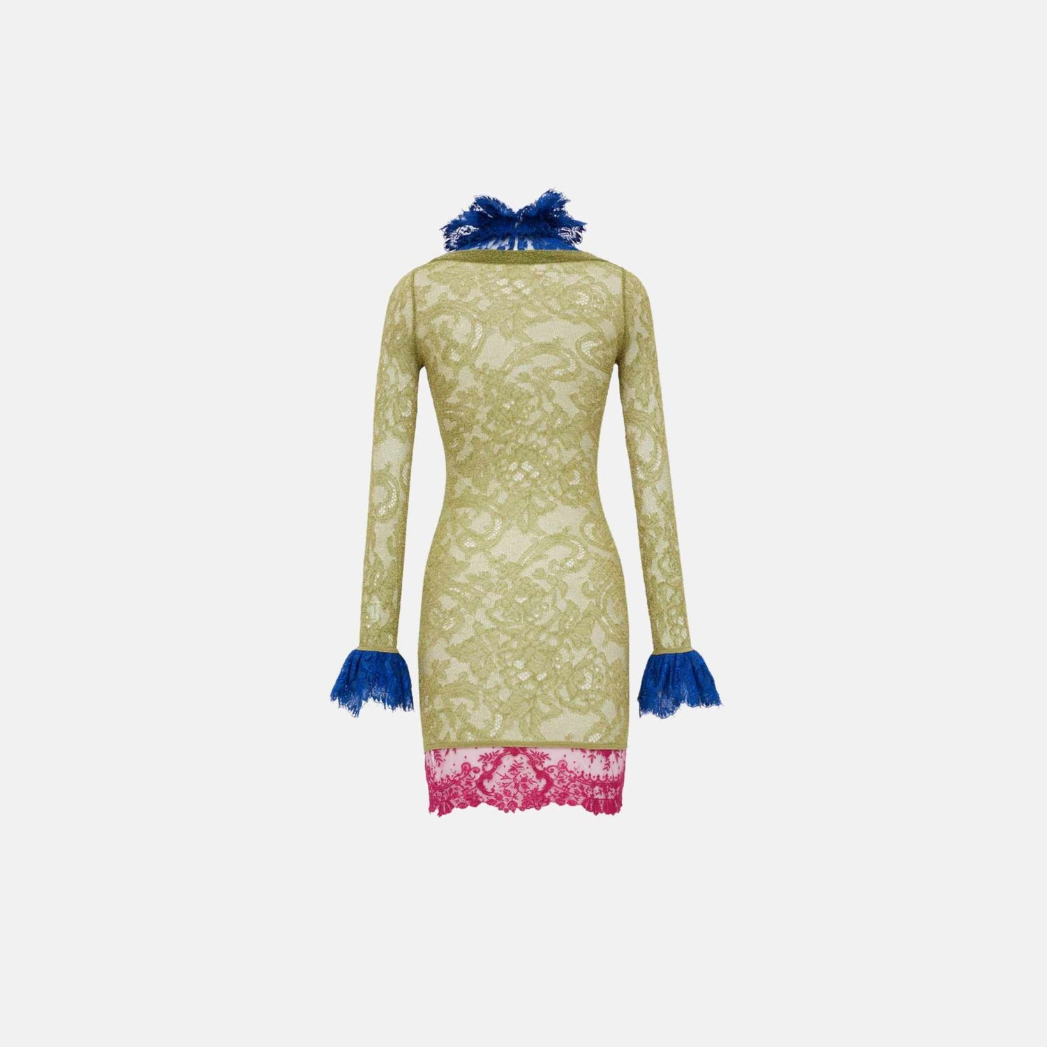 Yves Saint Laurent Dress In Lace Knit, Green, Back