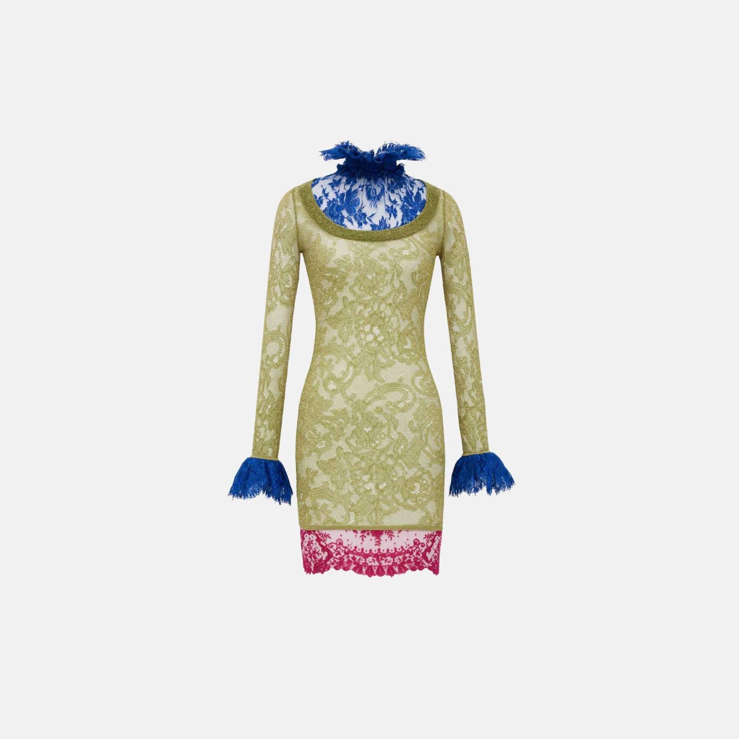 Yves Saint Laurent Dress In Lace Knit, Green, Front