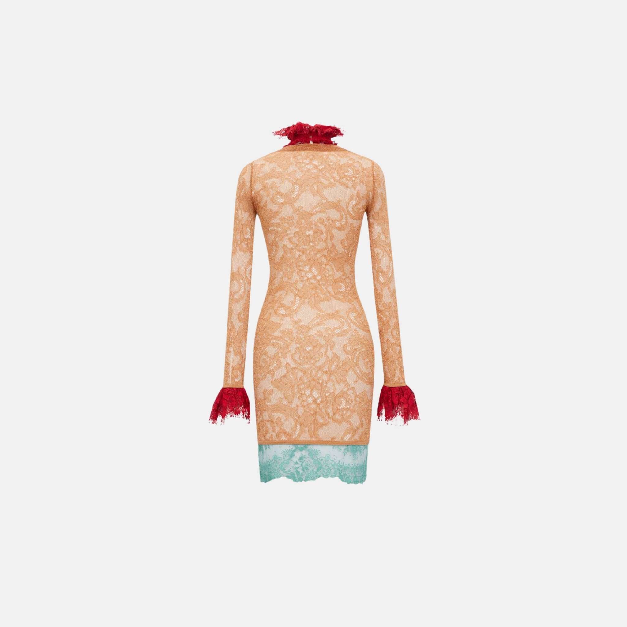 Yves Saint Laurent Dress In Lace Knit, Orange, Back