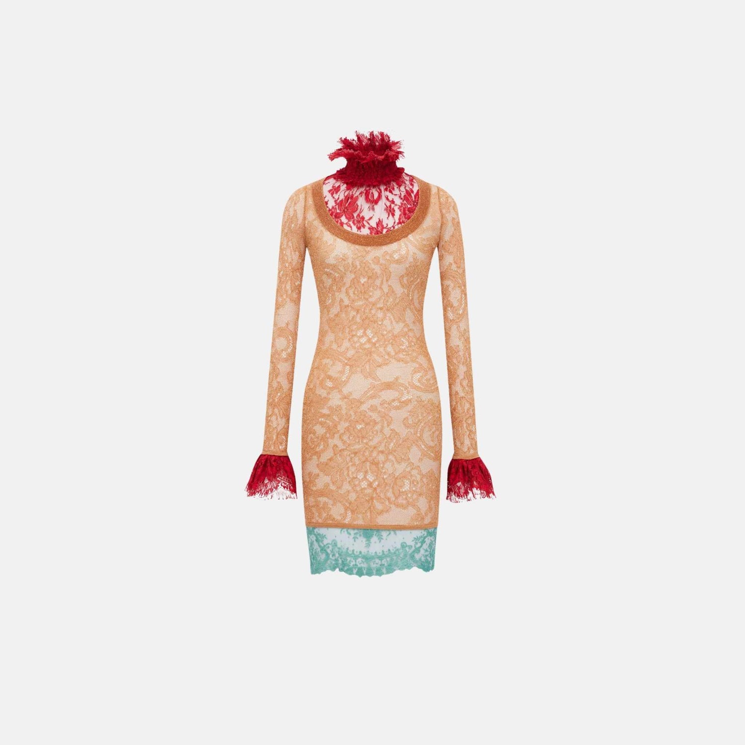 Yves Saint Laurent Dress In Lace Knit, Orange, Front