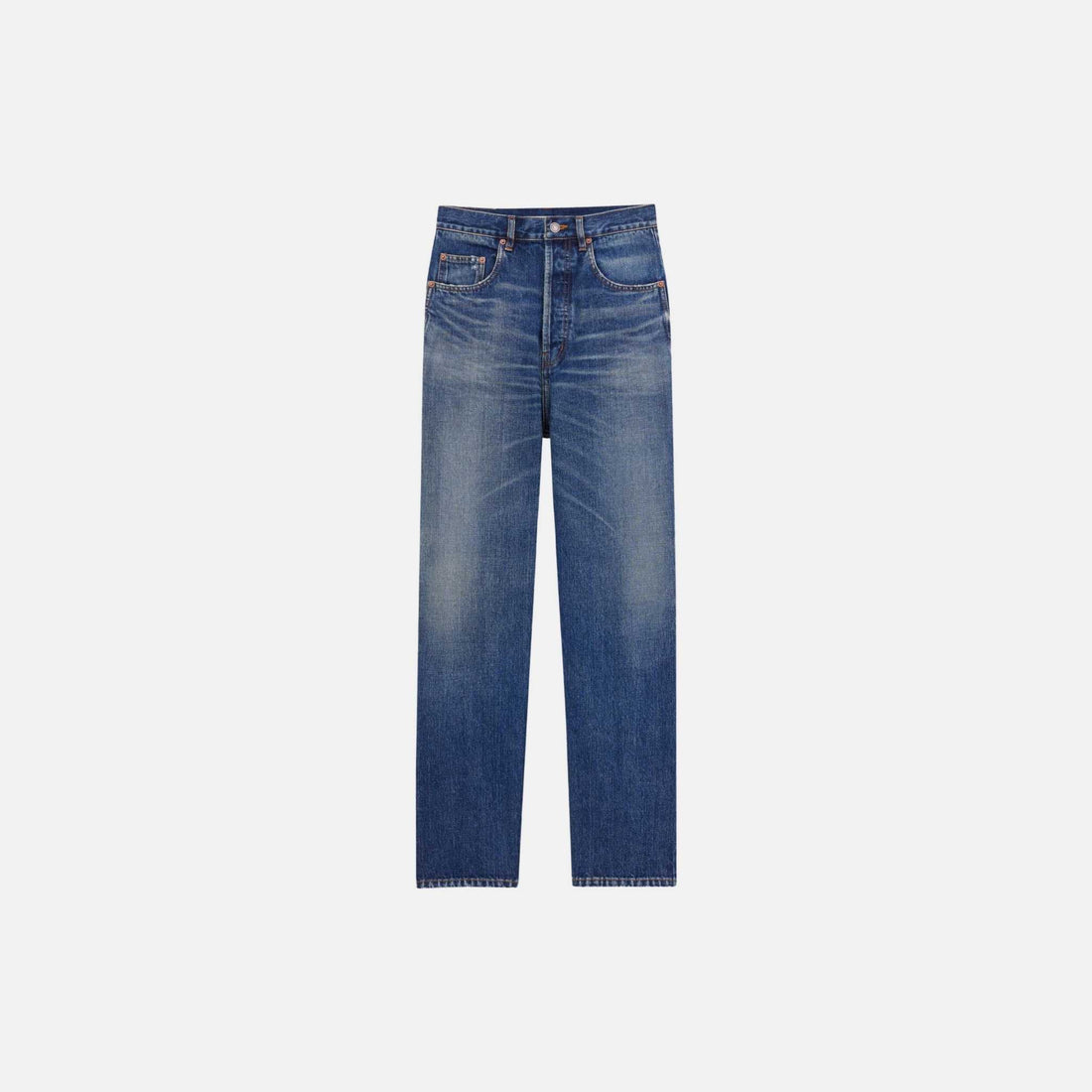 Yves Saint Laurent High Rise Jeans In Heritage Vintage Blue Denim, Front