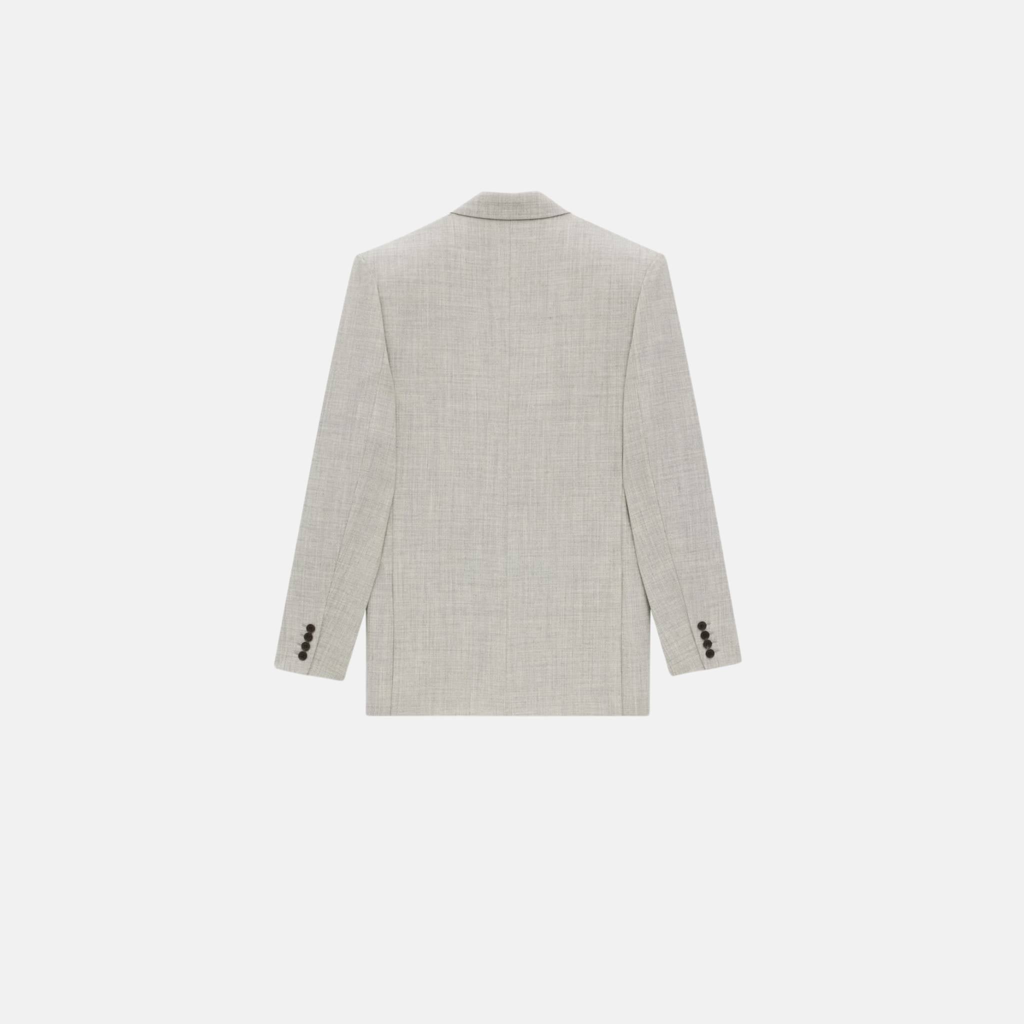 Yves Saint Laurent Jacket In Wool Chine, Grey, Back