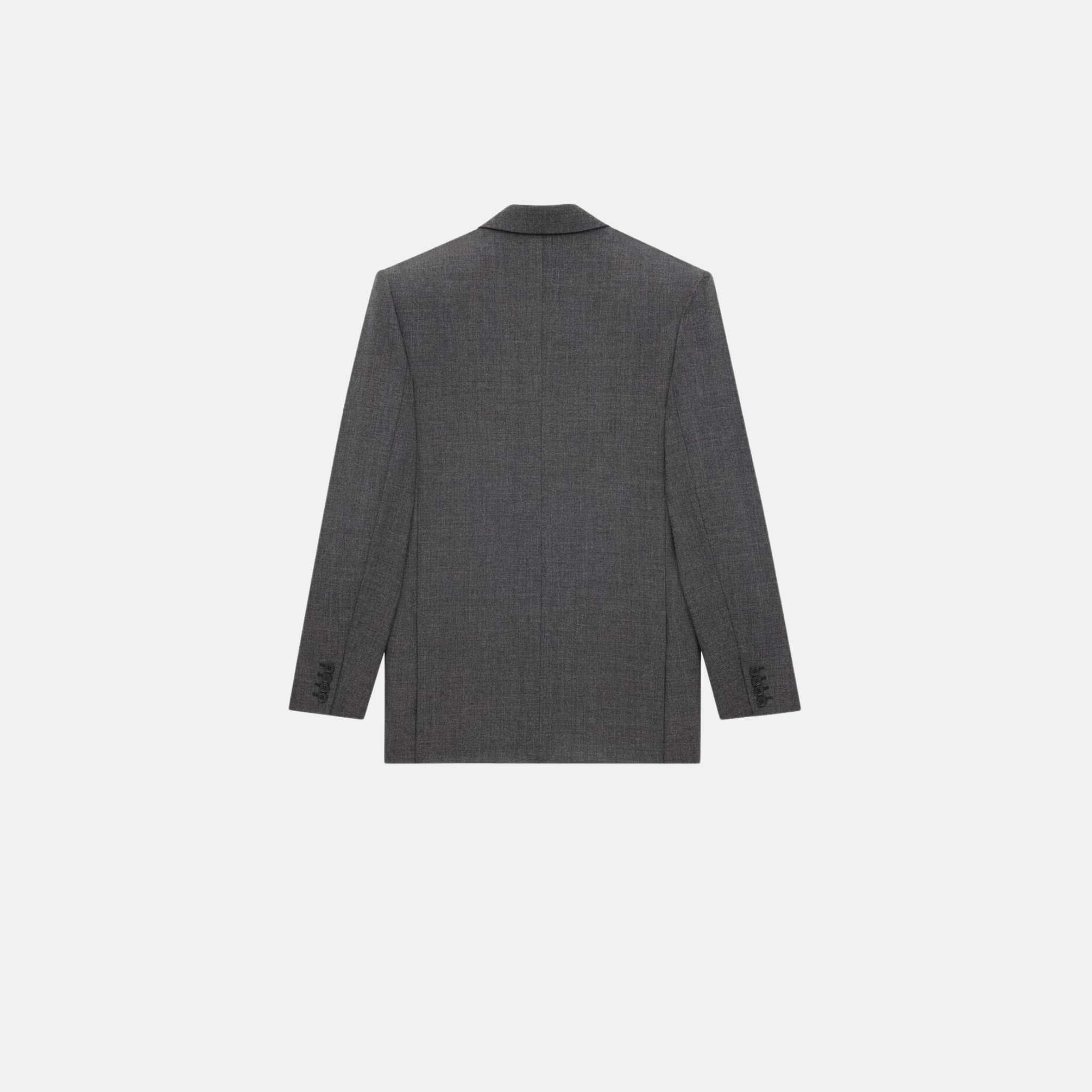 Yves Saint Laurent Jacket In Wool Chine, Gris Chine, Back