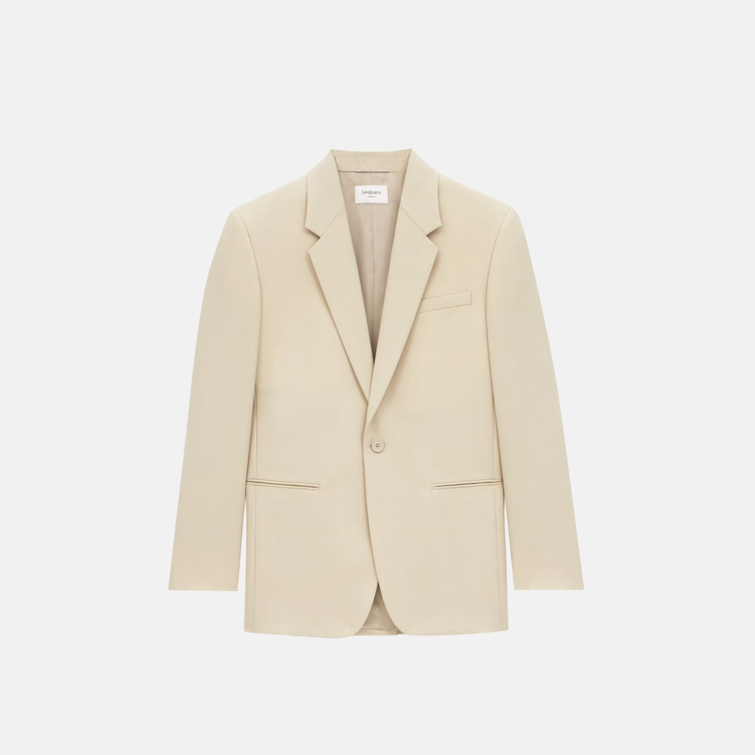Yves Saint Laurent Jacket In Wool Gabardine, Beige, Front