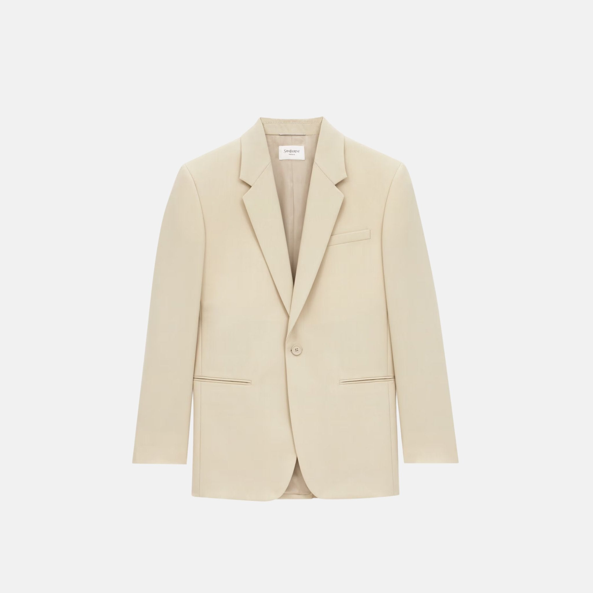 Yves Saint Laurent Jacket In Wool Gabardine, Beige, Front