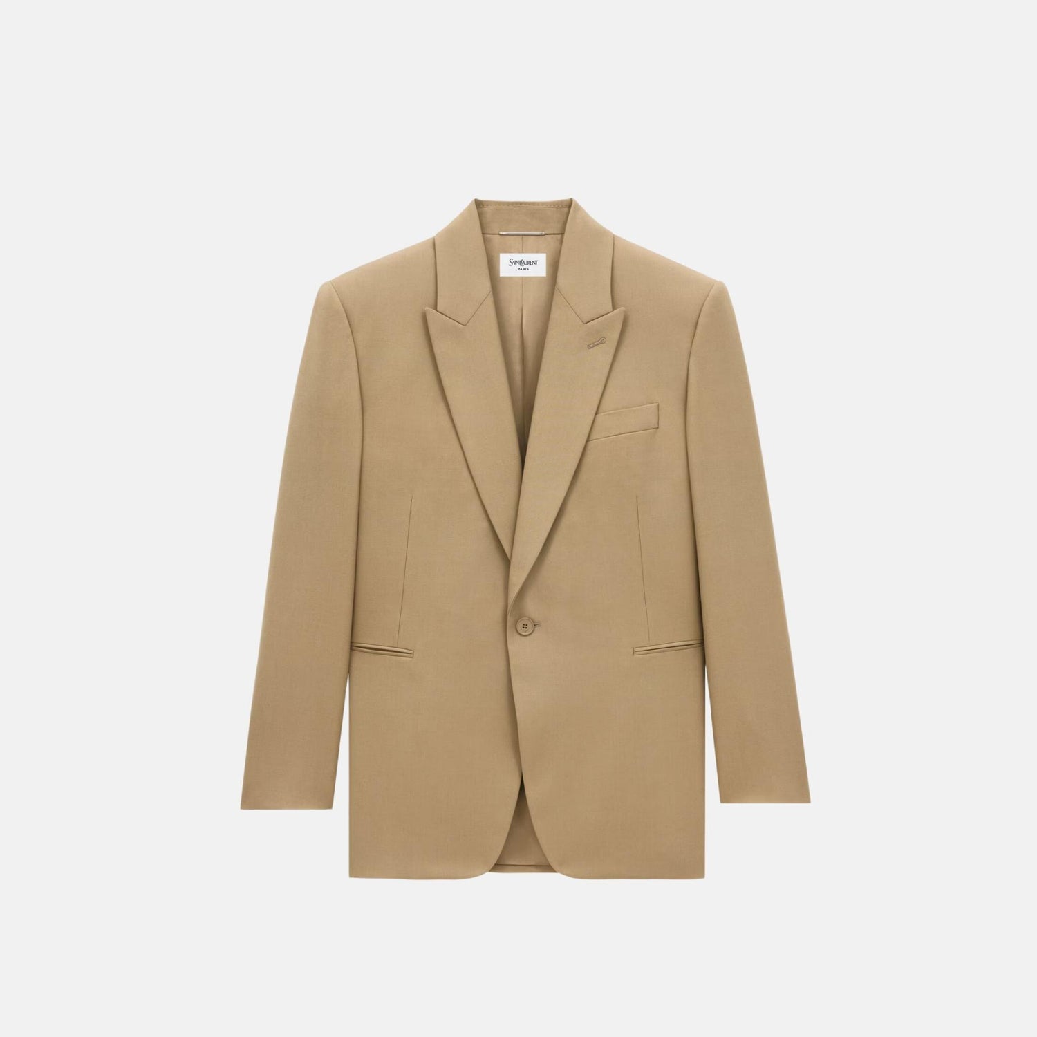 Yves Saint Laurent Jacket In Wool Gabardine, Beige Fonce, Front