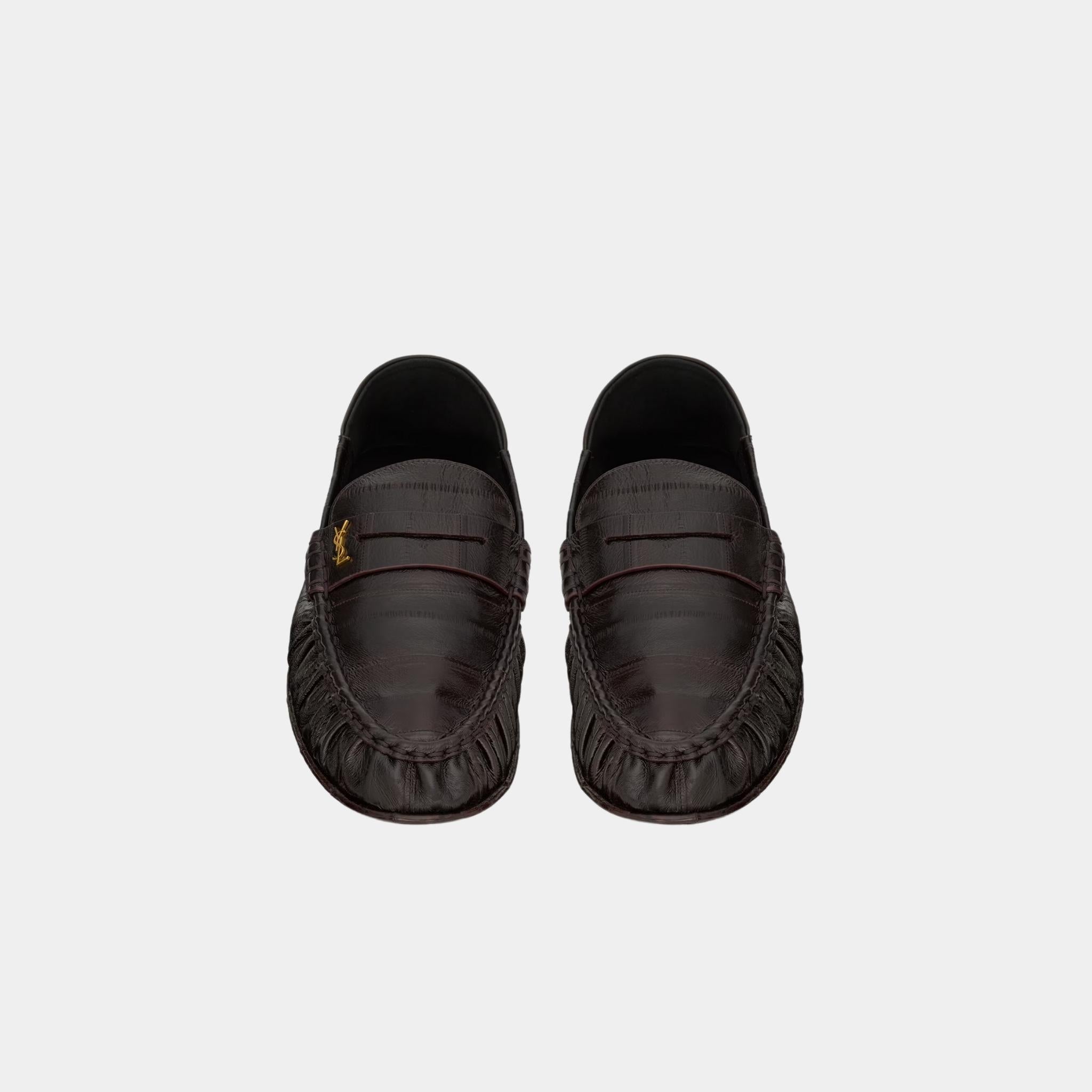 Yves Saint Laurent Le Loafer Foldable in Burnt Brown Eel, Front