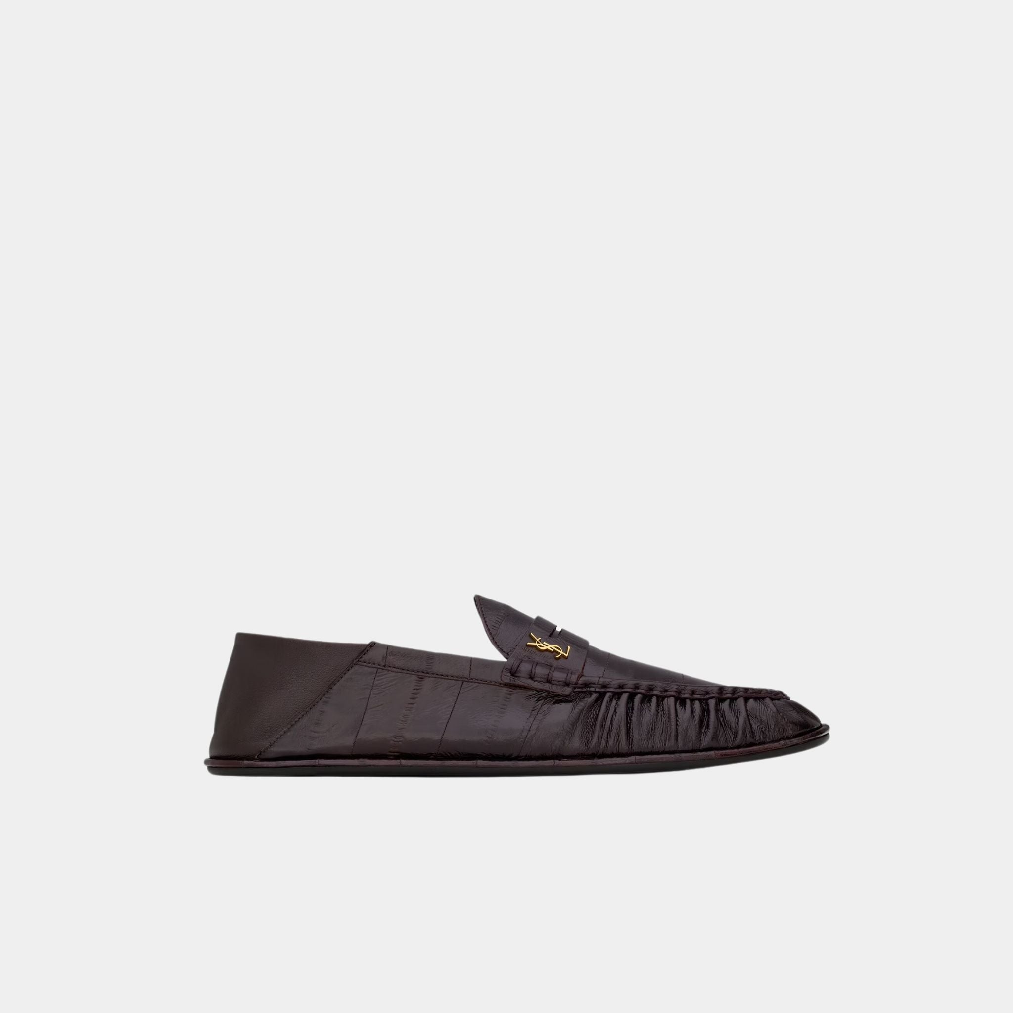 Yves Saint Laurent Le Loafer Foldable in Burnt Brown Eel, Side