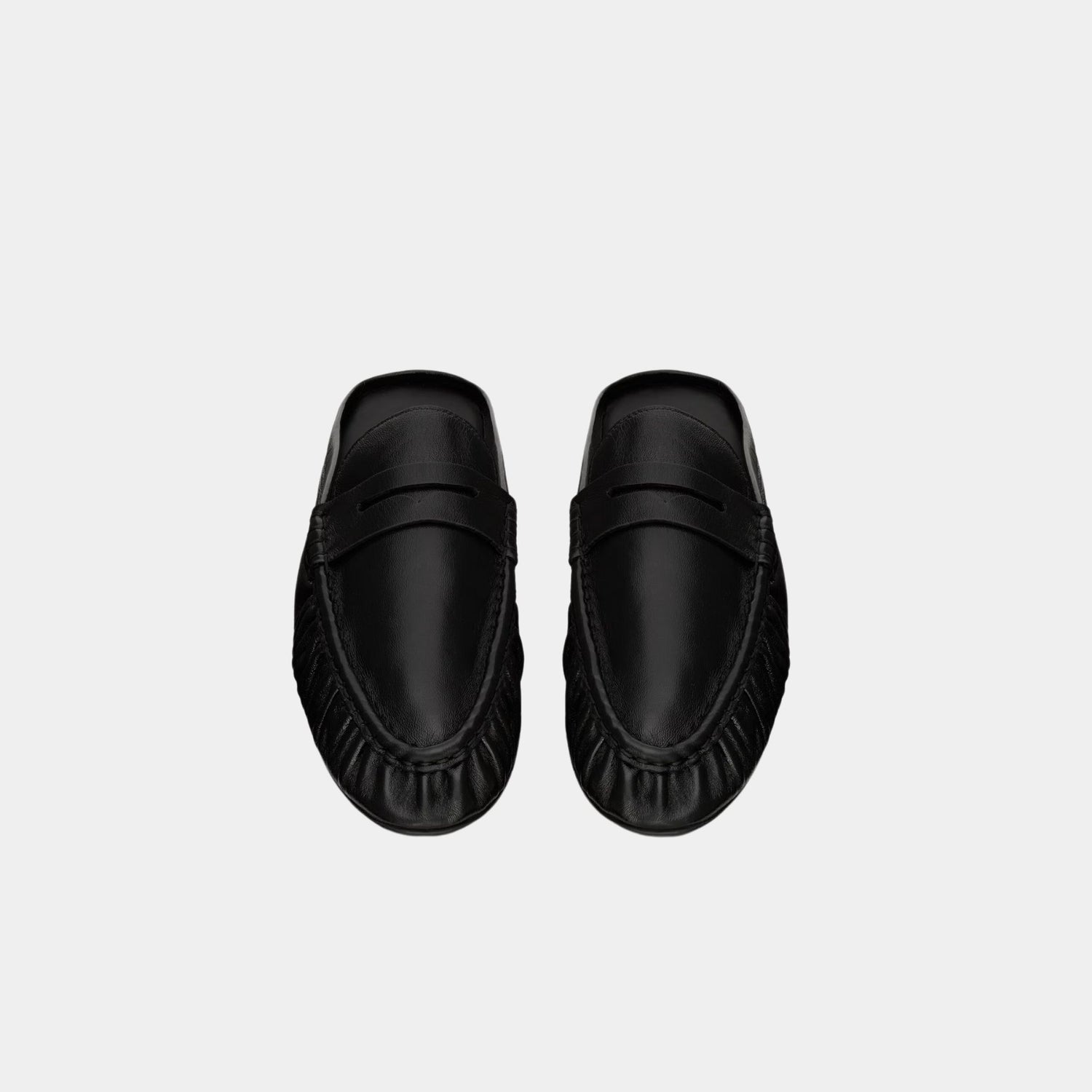 Yves Saint Laurent Le Loafer Mules in Black Smooth Leather, Close