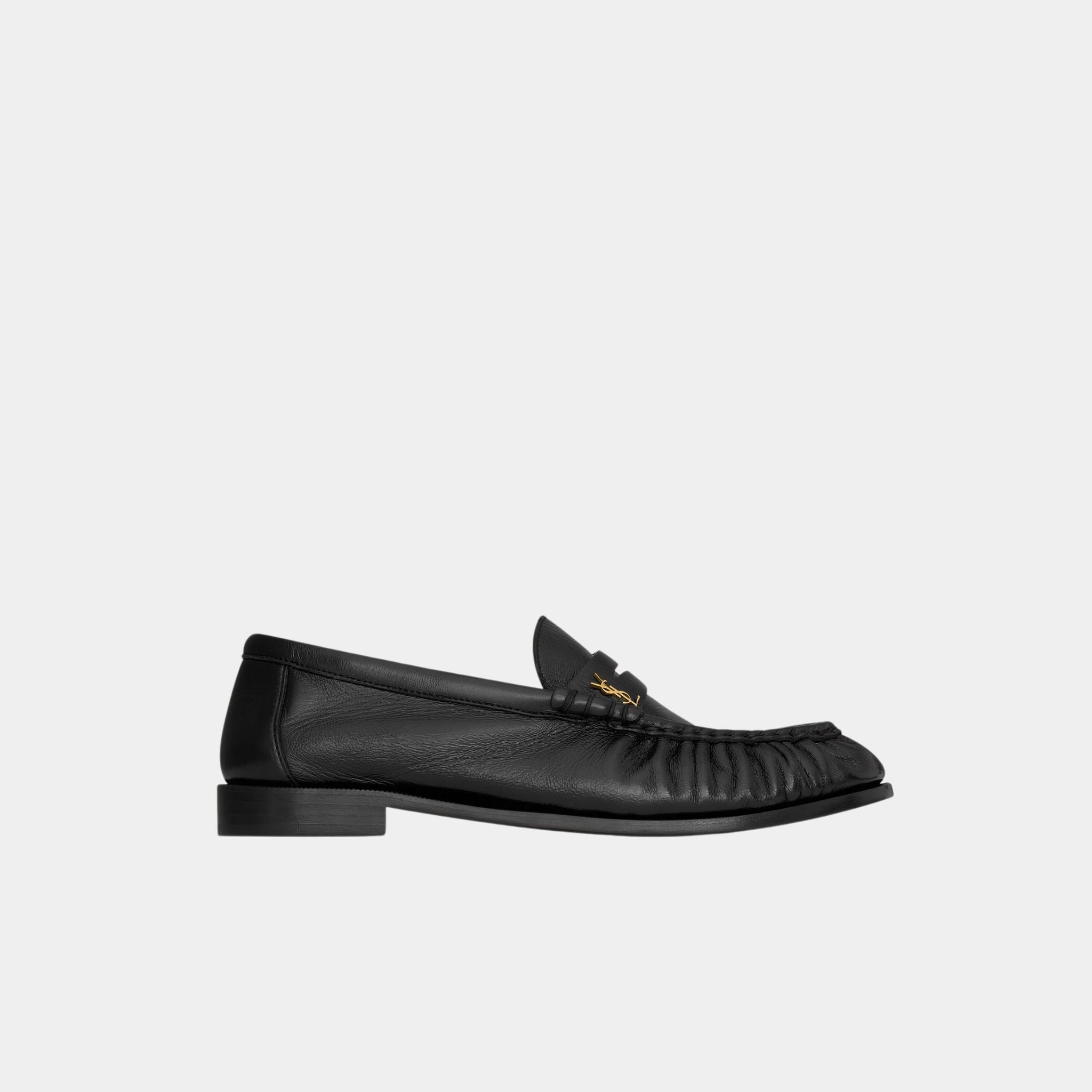 Yves Saint Laurent Le Loafer Supple in Black Shiny Leather, Side