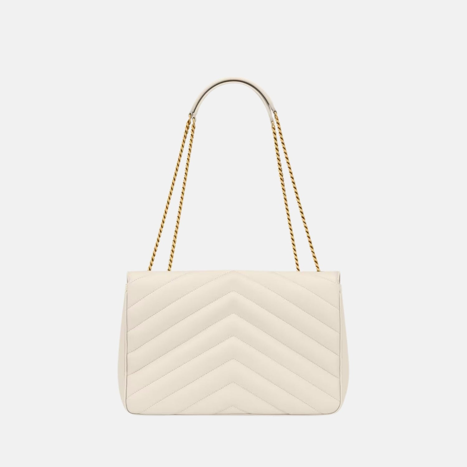 Yves Saint Laurent Loulou Large In Matelasse Lambskin, Blanc, Back