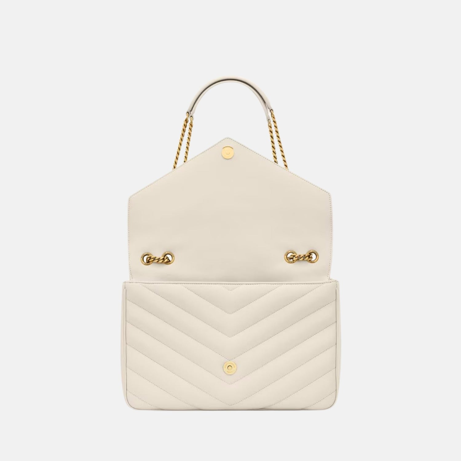 Yves Saint Laurent Loulou Large In Matelasse Lambskin, Blanc, Open