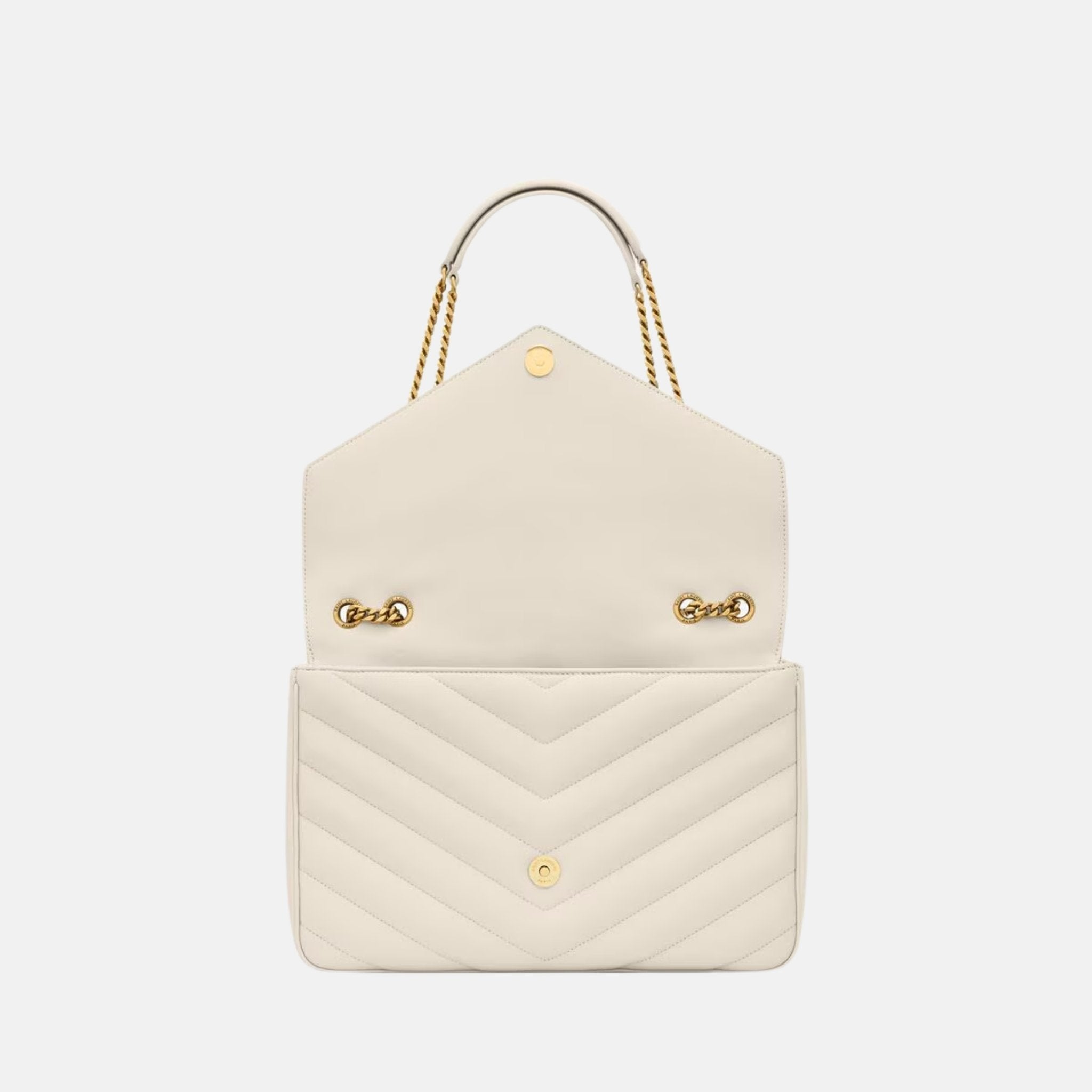 Yves Saint Laurent Loulou Large In Matelasse Lambskin, Blanc, Open