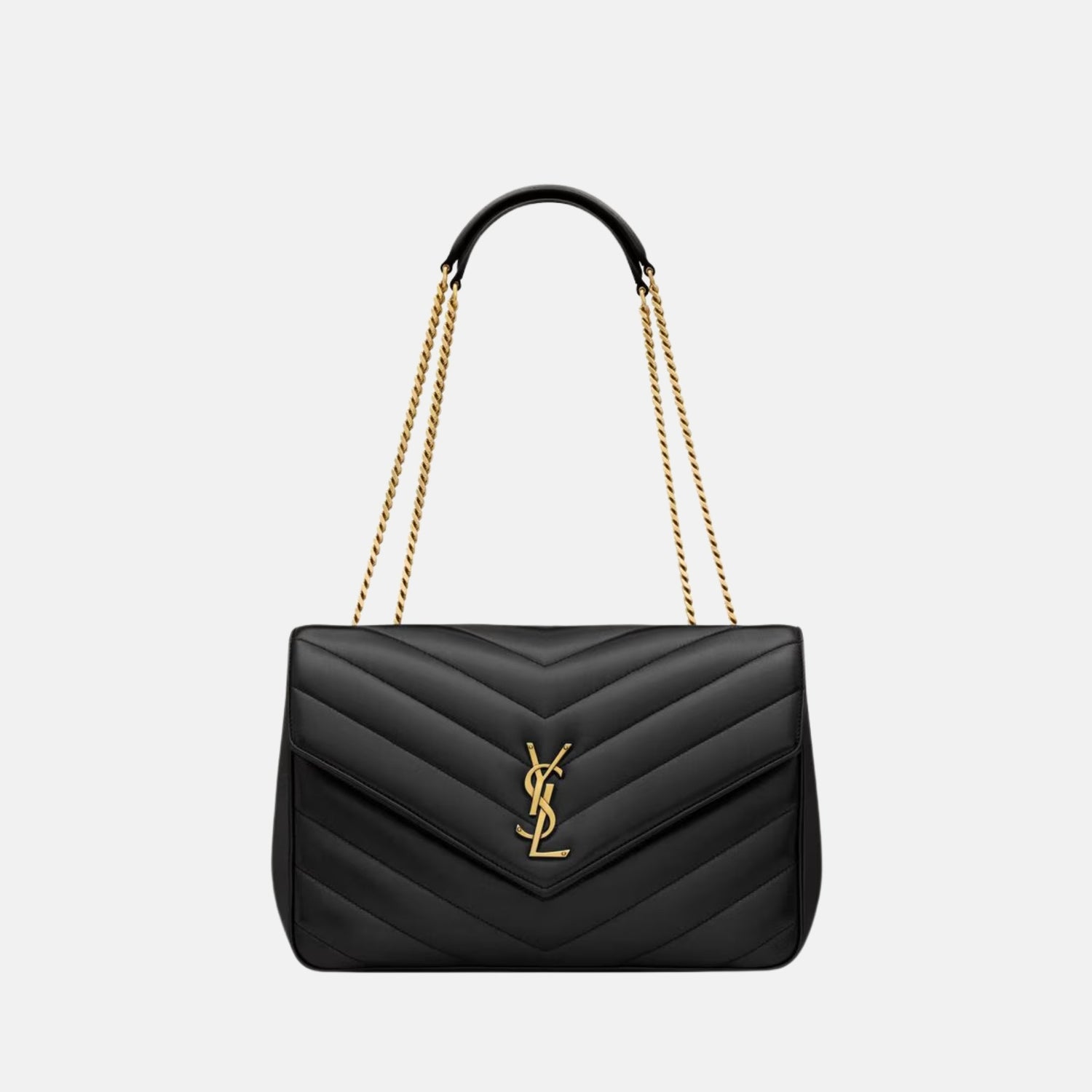 Yves Saint Laurent Loulou Large In Matelasse Lambskin, Noir, Front