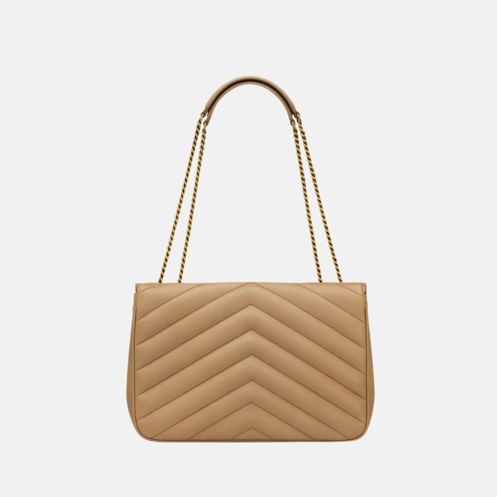 Yves Saint Laurent Loulou Large In Matelasse Lambskin, Tan, Back