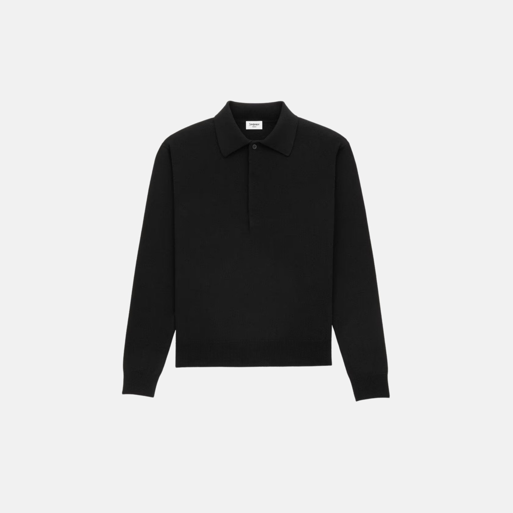 Yves Saint Laurent Polo In Wool, Black, Front