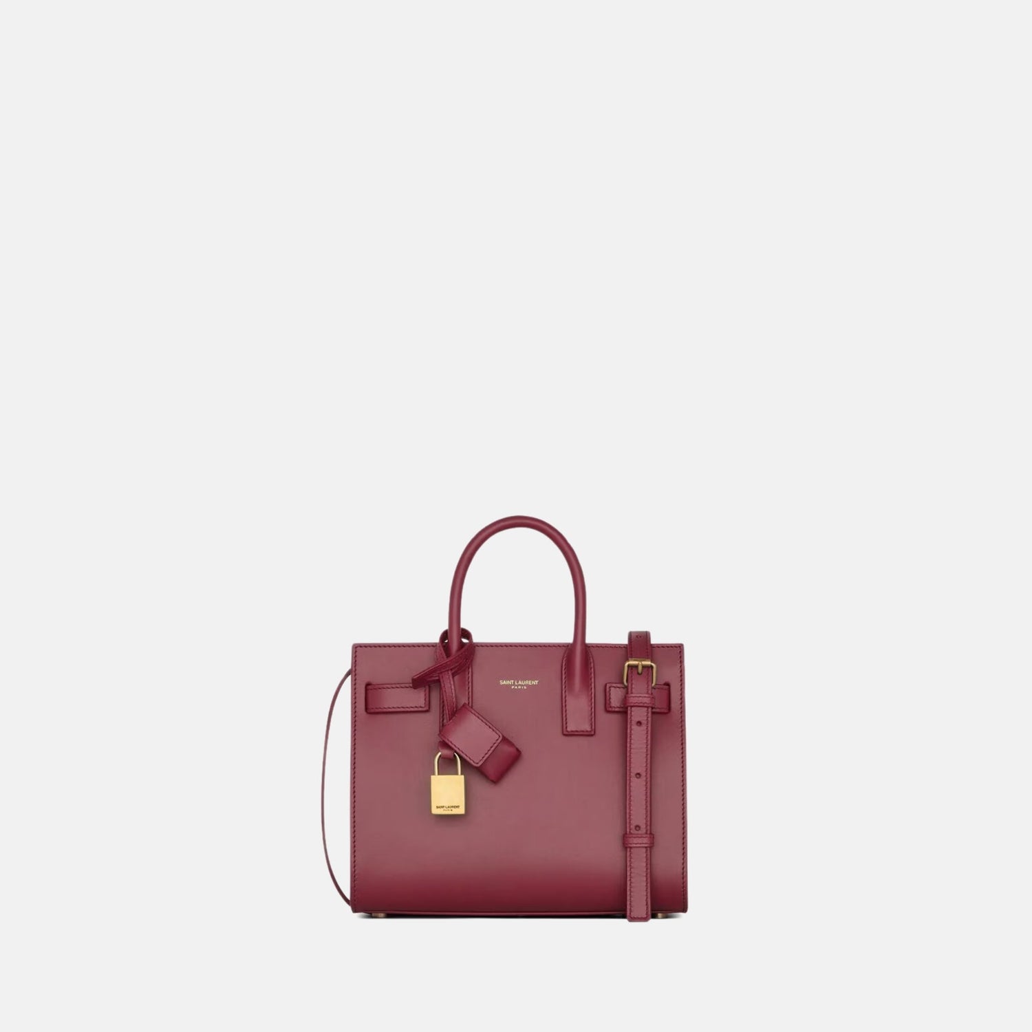 Yves Saint Laurent Sac De Jour In Smooth Leather Nano, Rouge Merlot, Front