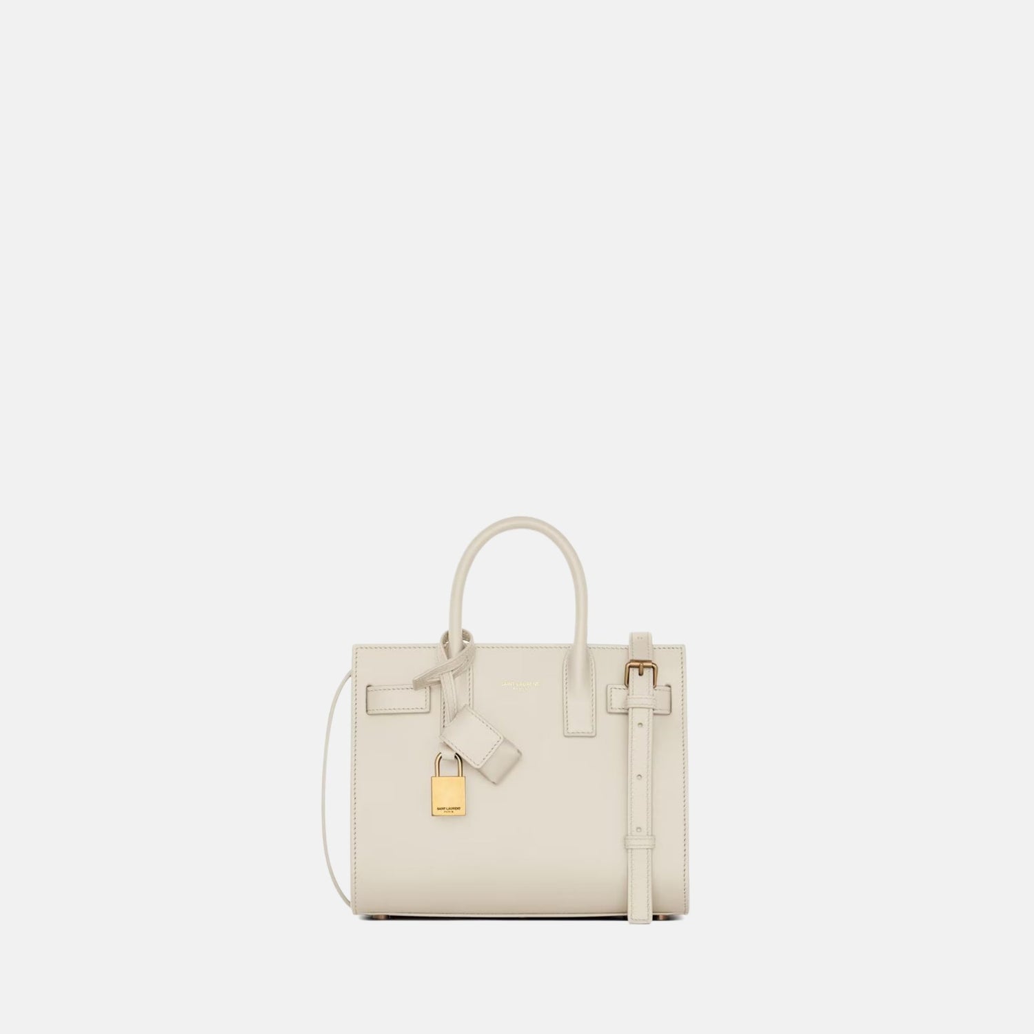 Yves Saint Laurent Sac De Jour In Smooth Leather Nano, White, Front