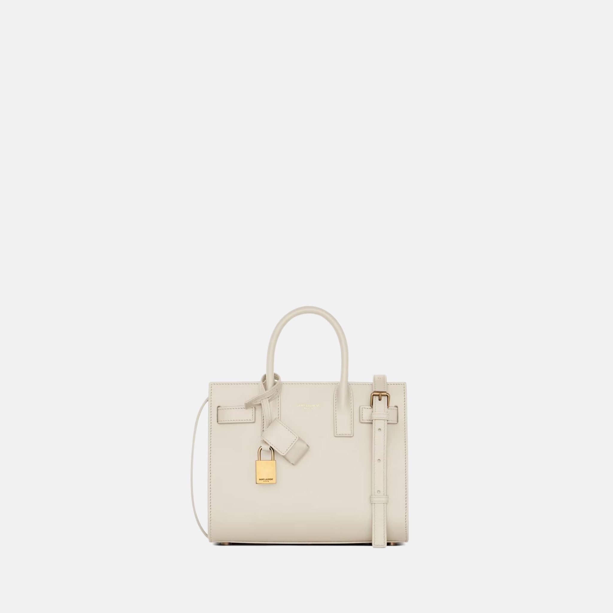 Yves Saint Laurent Sac De Jour In Smooth Leather Nano, White, Front