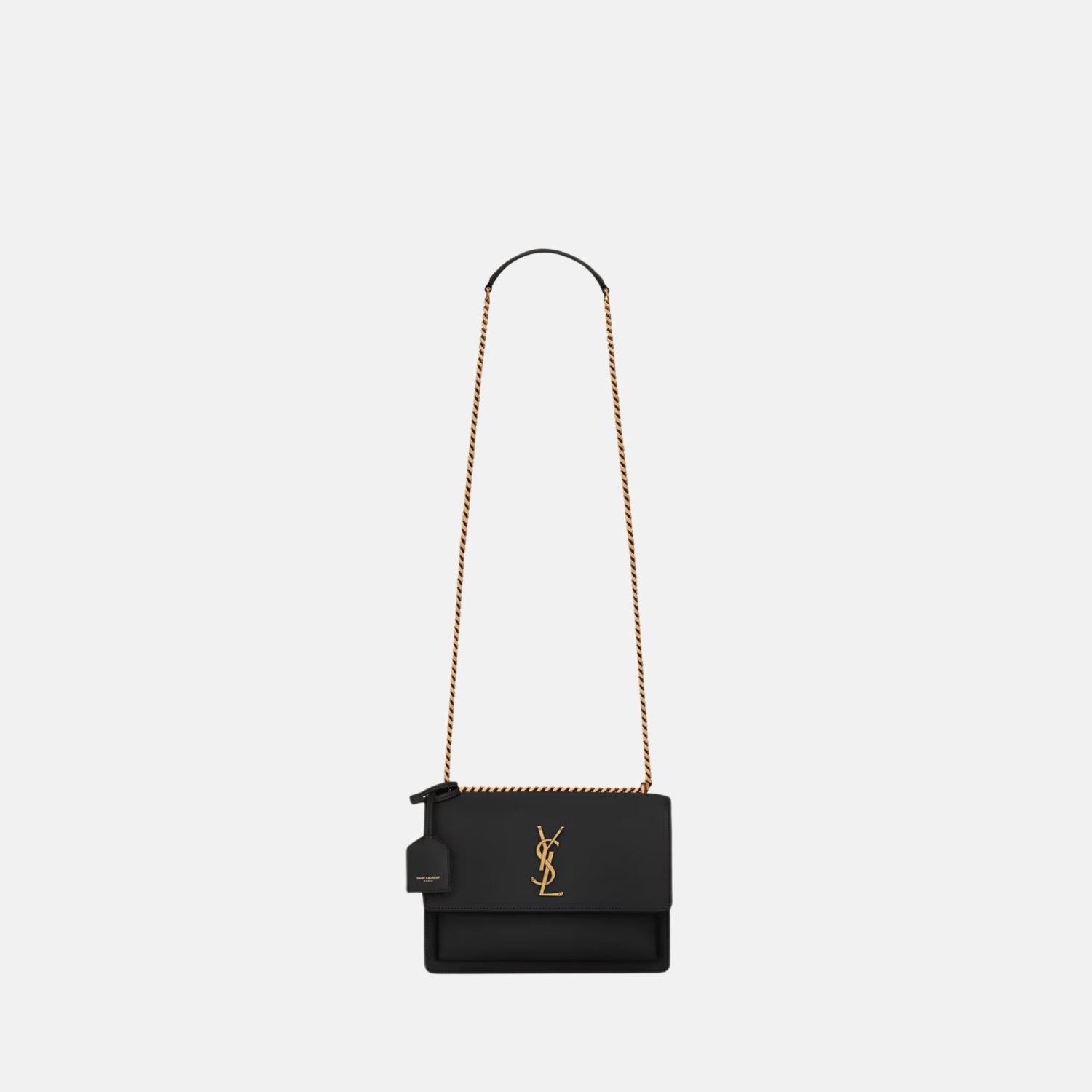 Yves Saint Laurent Sunset Medium In Smooth Leather, Noir, Front