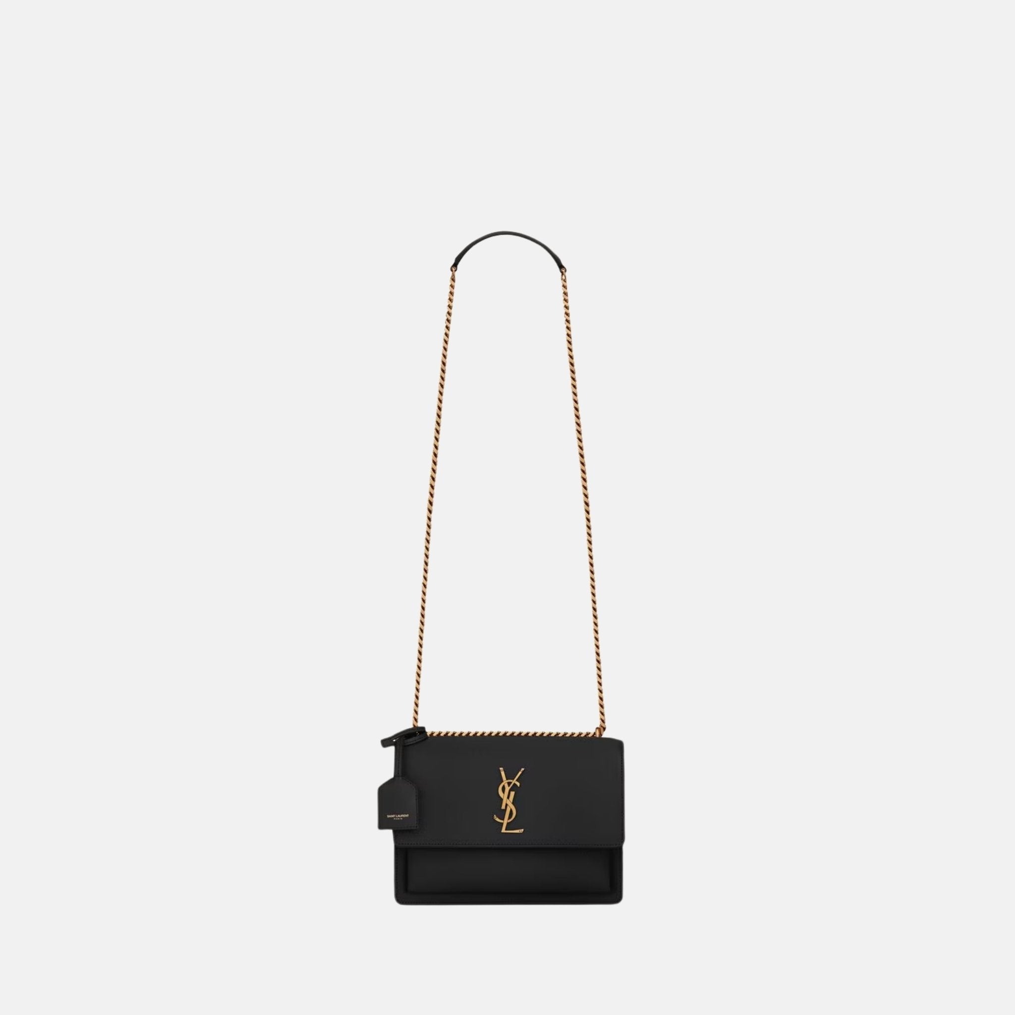 Yves Saint Laurent Sunset Medium In Smooth Leather, Noir, Front