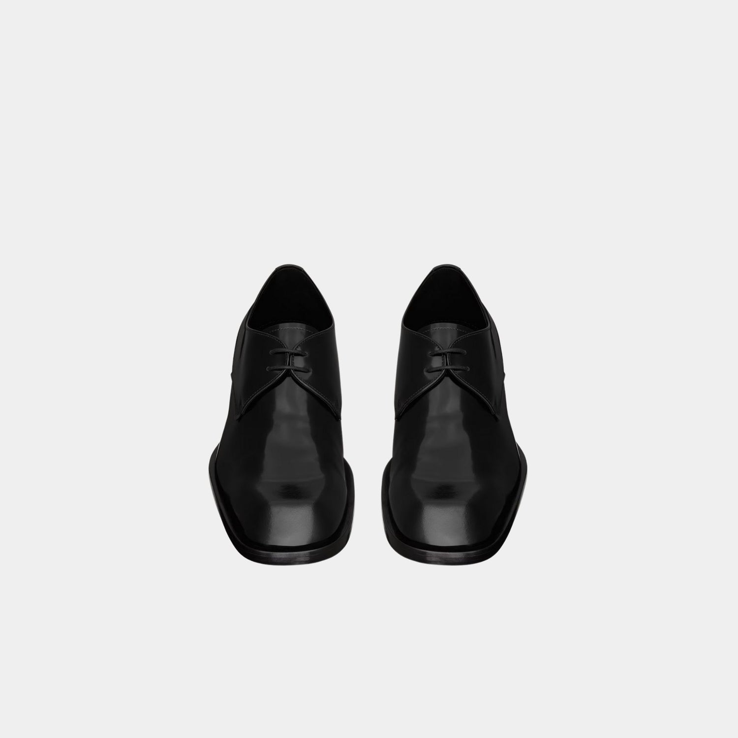 Yves Saint Laurent Vadim Derbies in Black Glazed Leather, Front