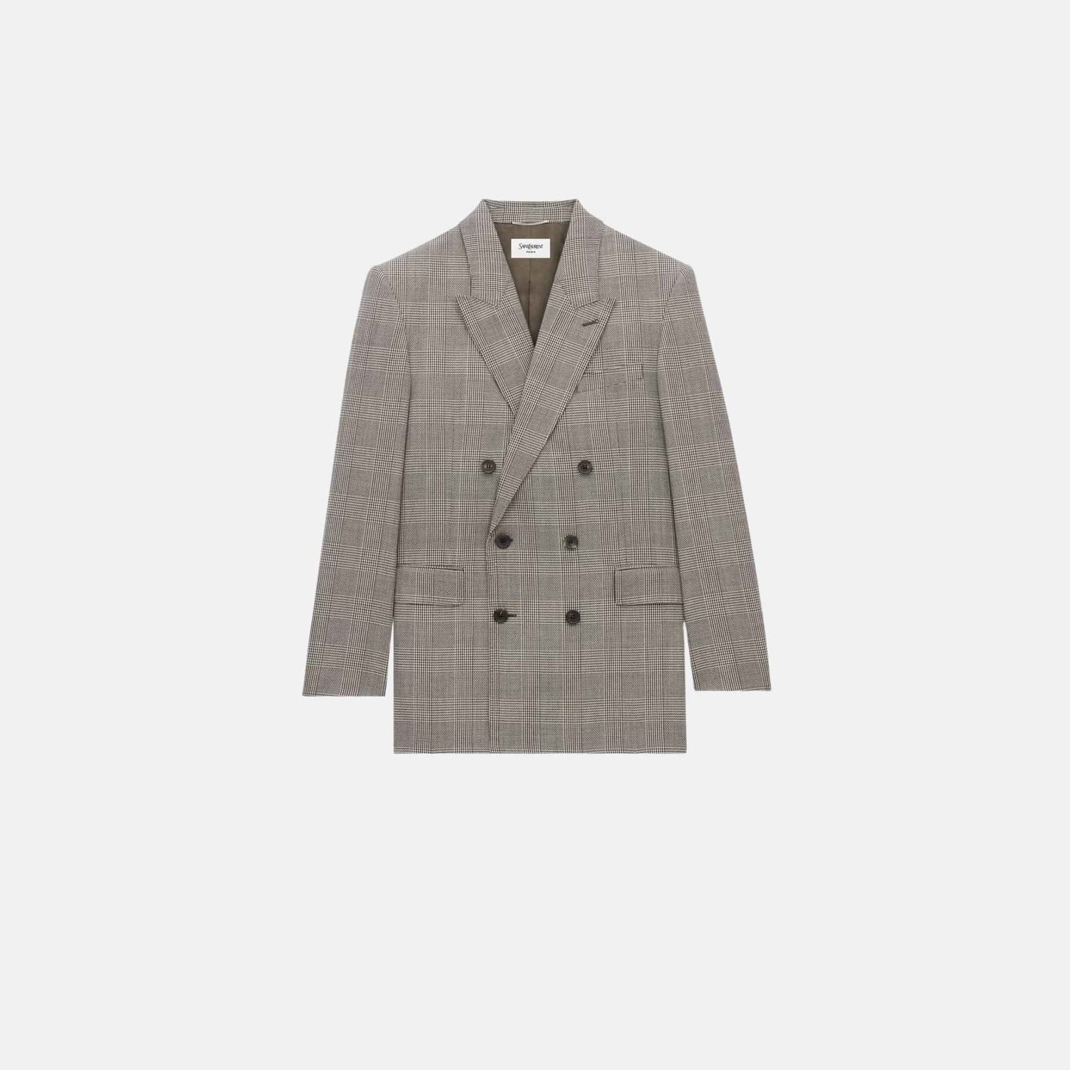 Yves Saint Laurent Yves Jacket In Prince Of Wales Wool, Front