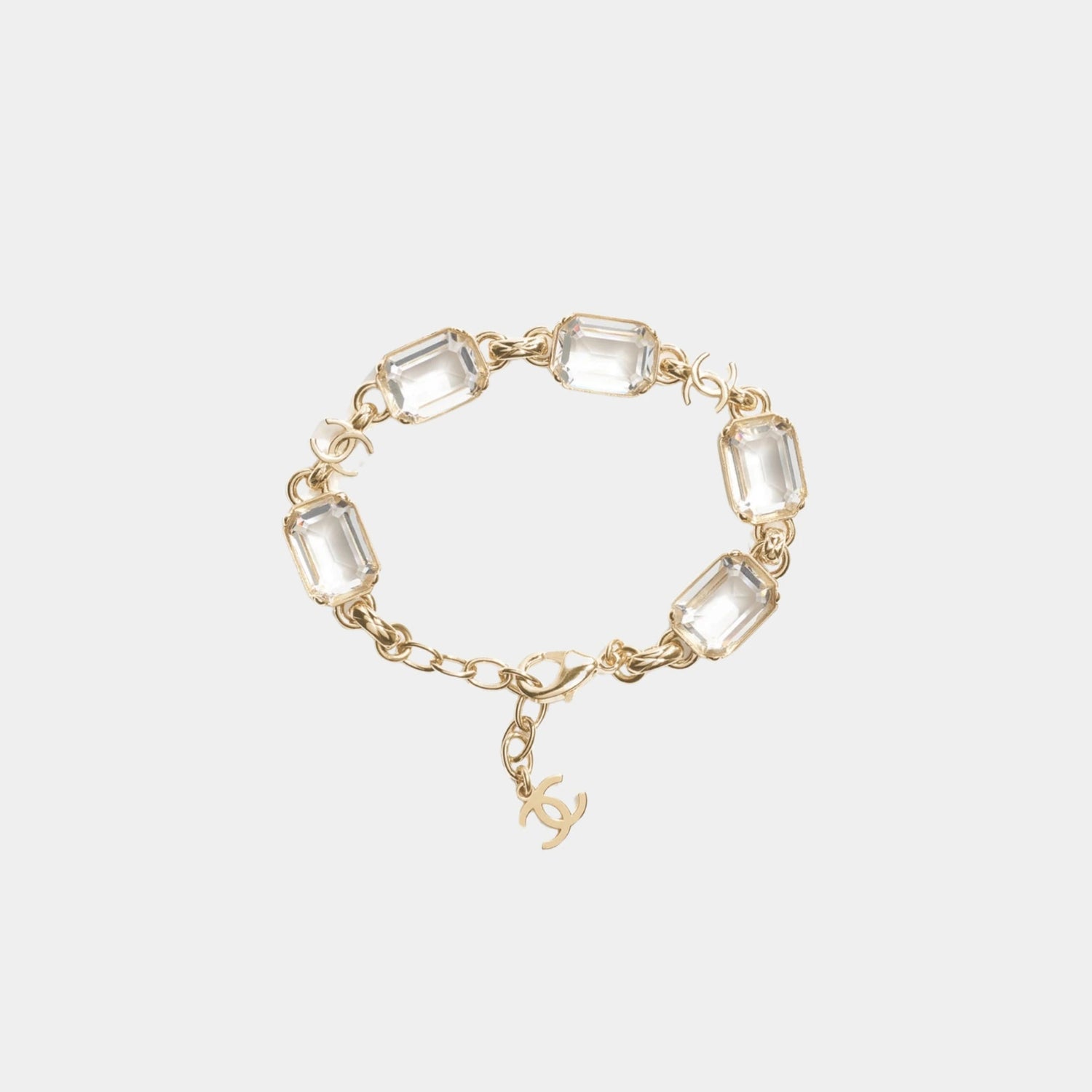 Bracelet in Gold Metal &amp; Diamantes with CC Charm