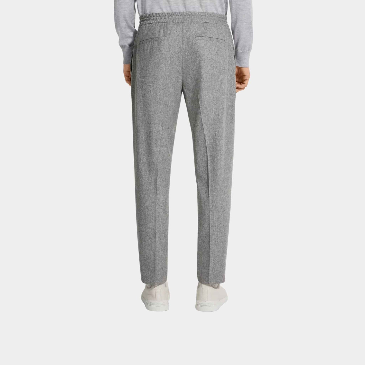 Zegna 15milmil15 Wool Joggers, Grey Melange, Back