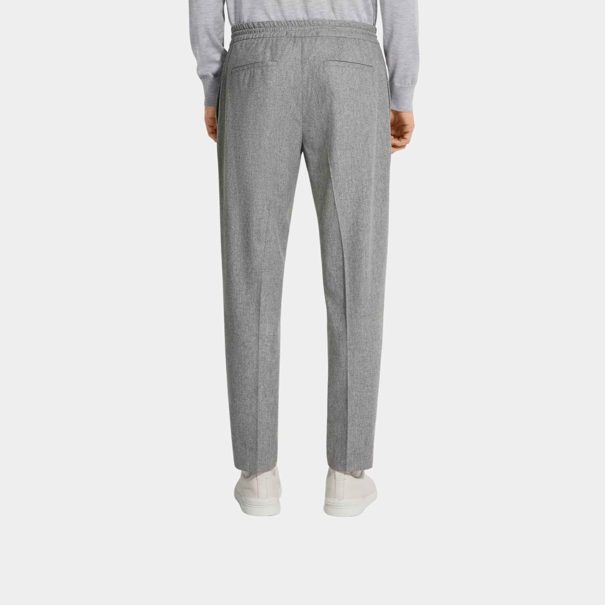 Zegna 15milmil15 Wool Joggers, Grey Melange, Back