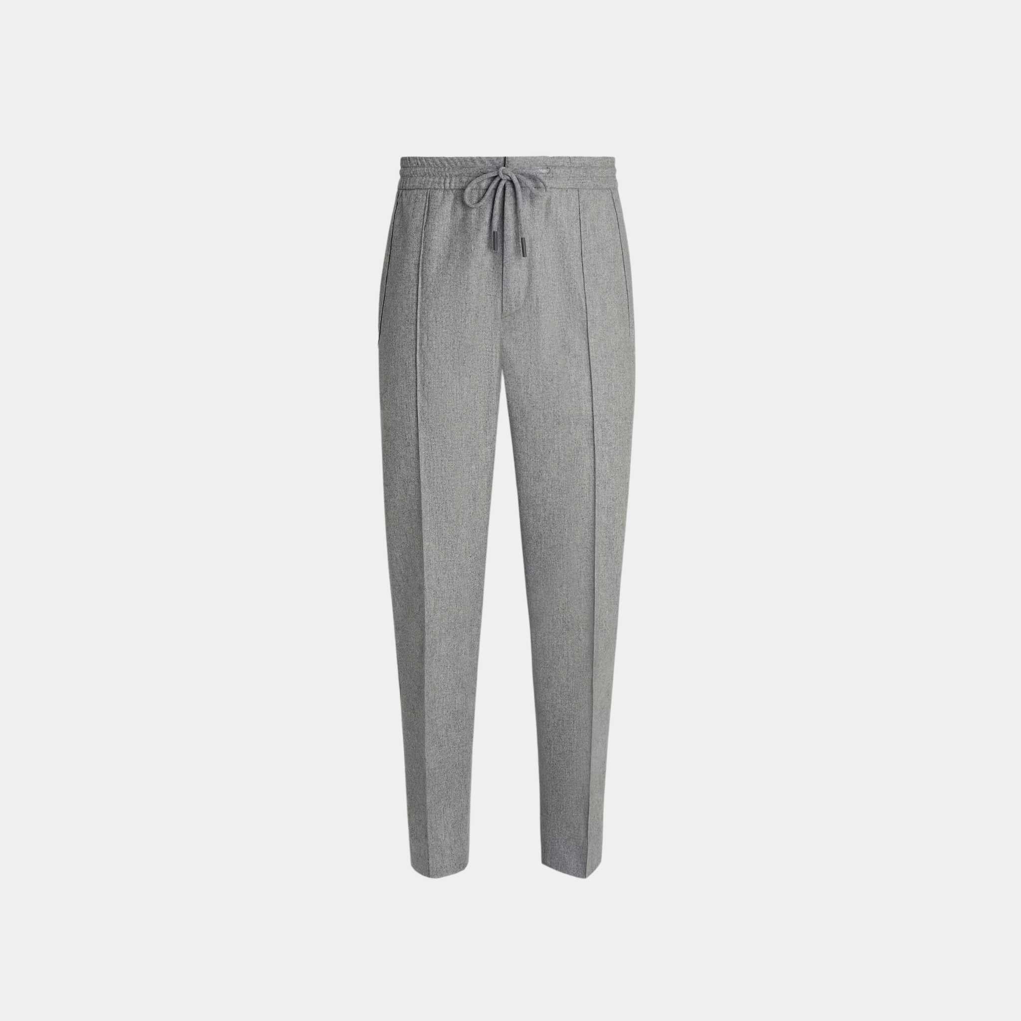 Zegna 15milmil15 Wool Joggers, Grey Melange, Front