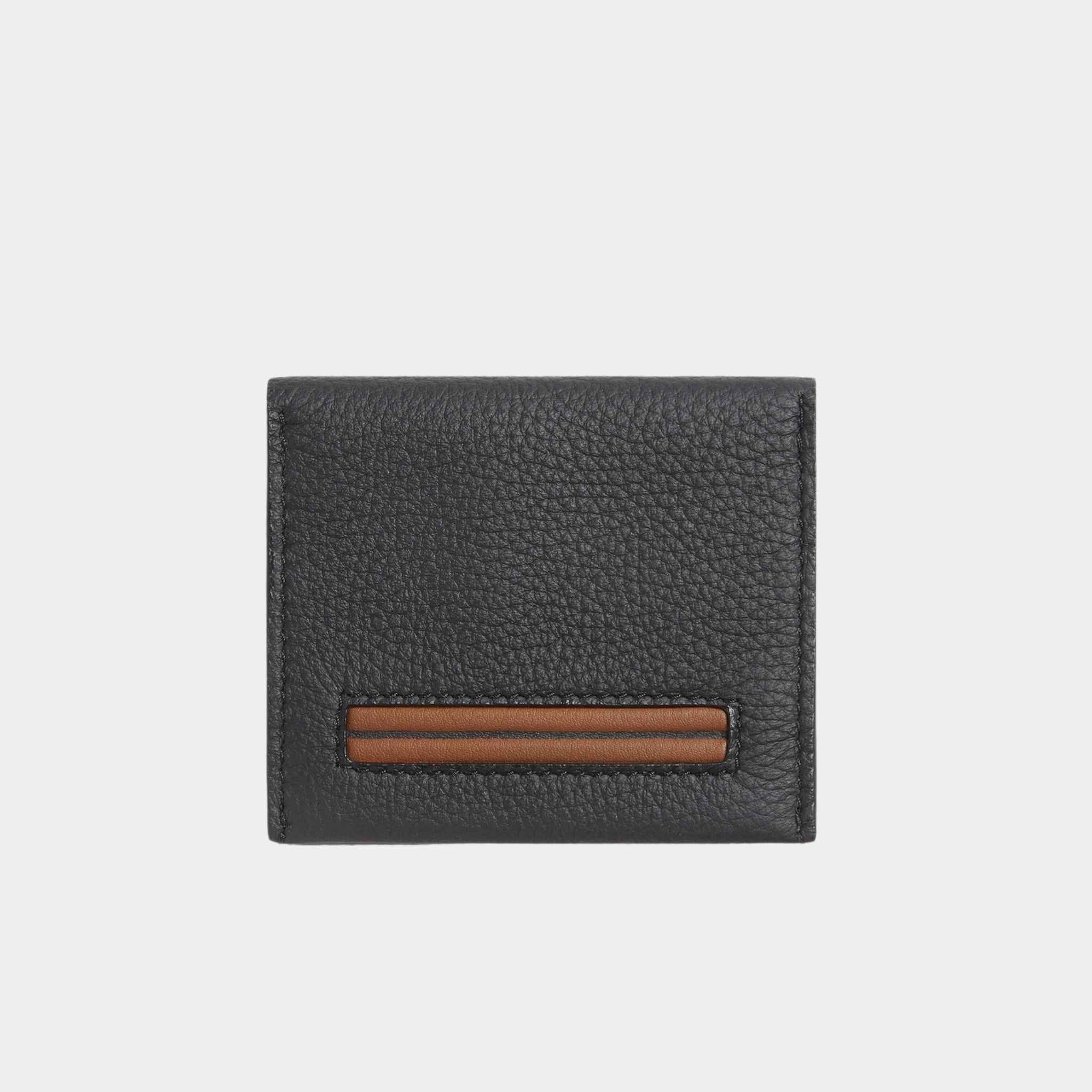 Zegna Black Deerskin Card Case, Front