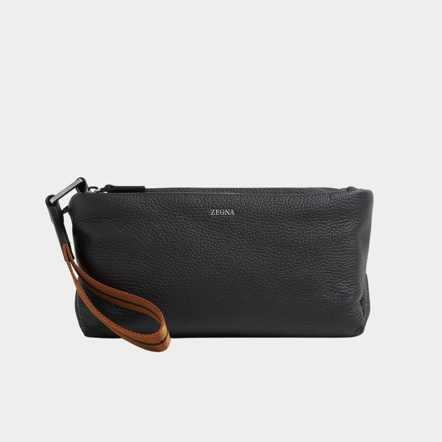 Zegna Black Deerskin Softy Pouch, Front