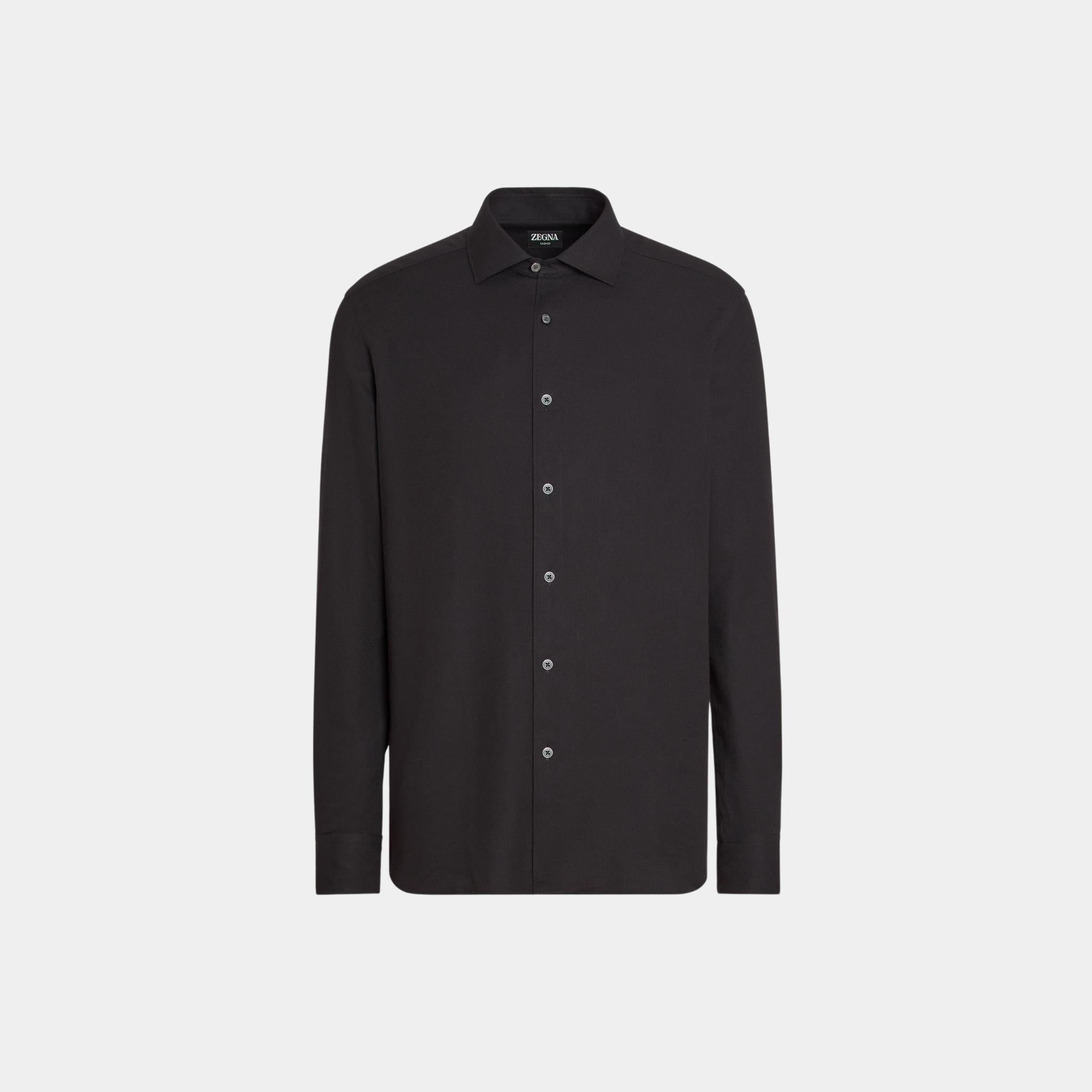 Zegna Cashco Shirt, Black, Front