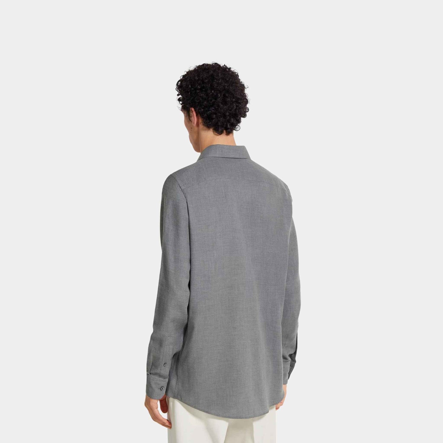 Zegna Cashco Shirt, Grey Melange, Back