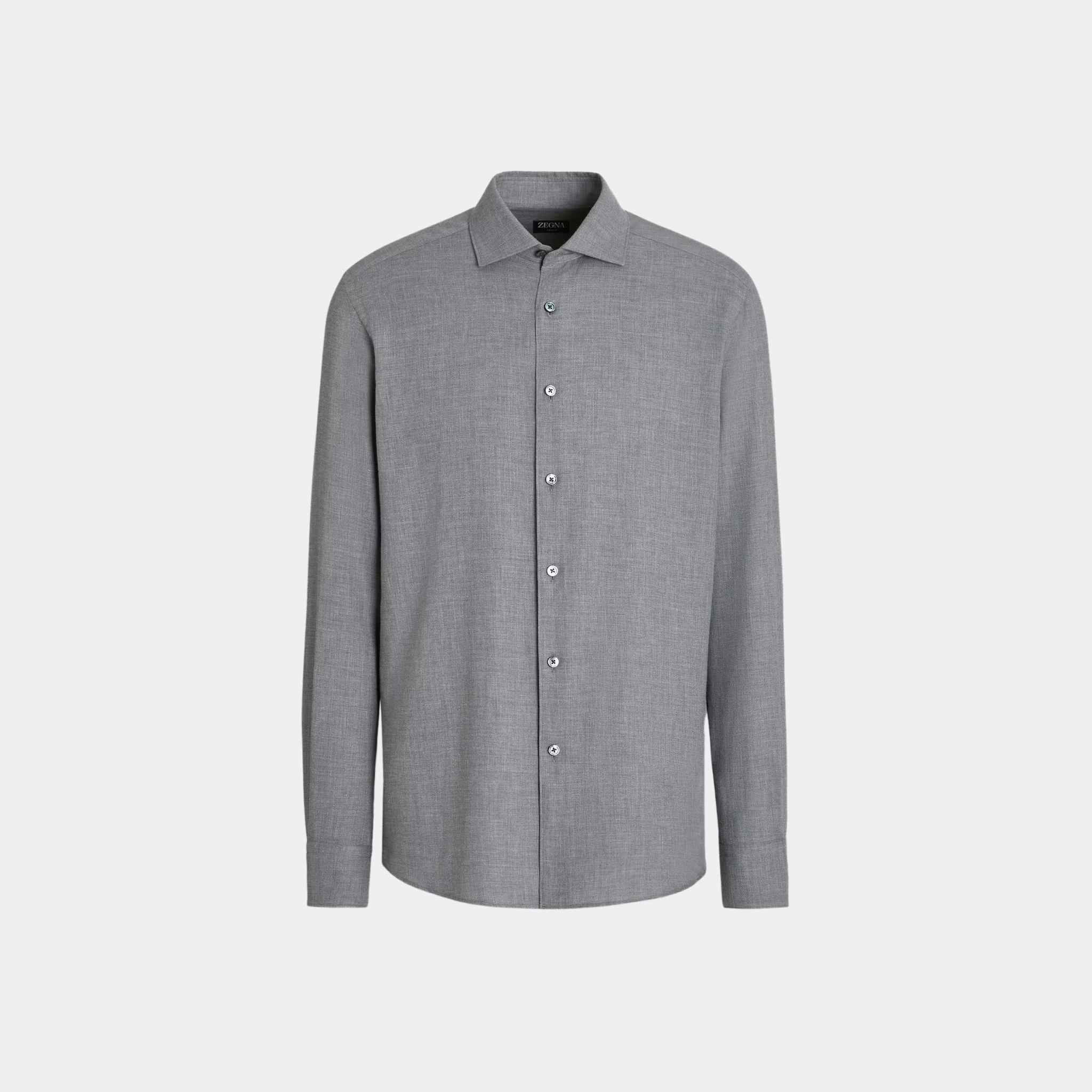 Zegna Cashco Shirt, Grey Melange, Front