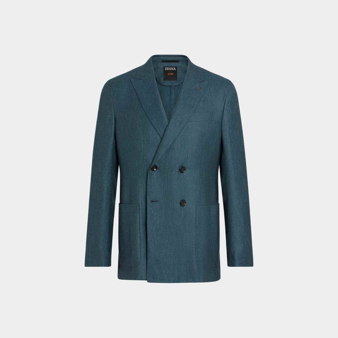 Zegna Cashmere Silk And Linen Jacket, Dark Teal Blue, Front