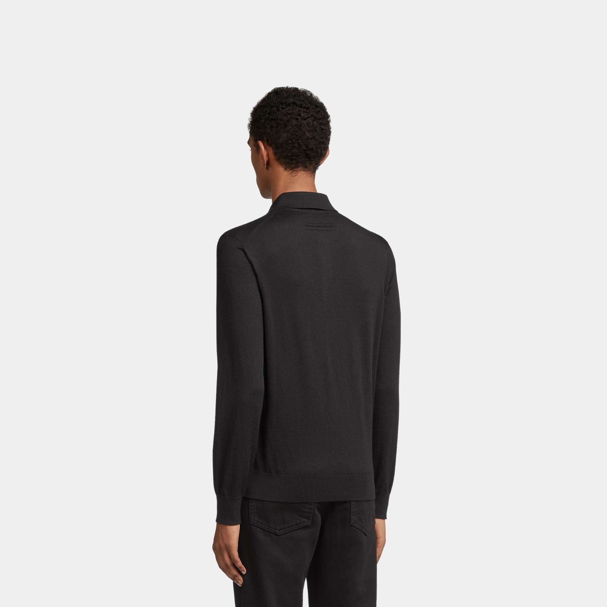 Zegna Cashseta Polo Shirt, Black, Back