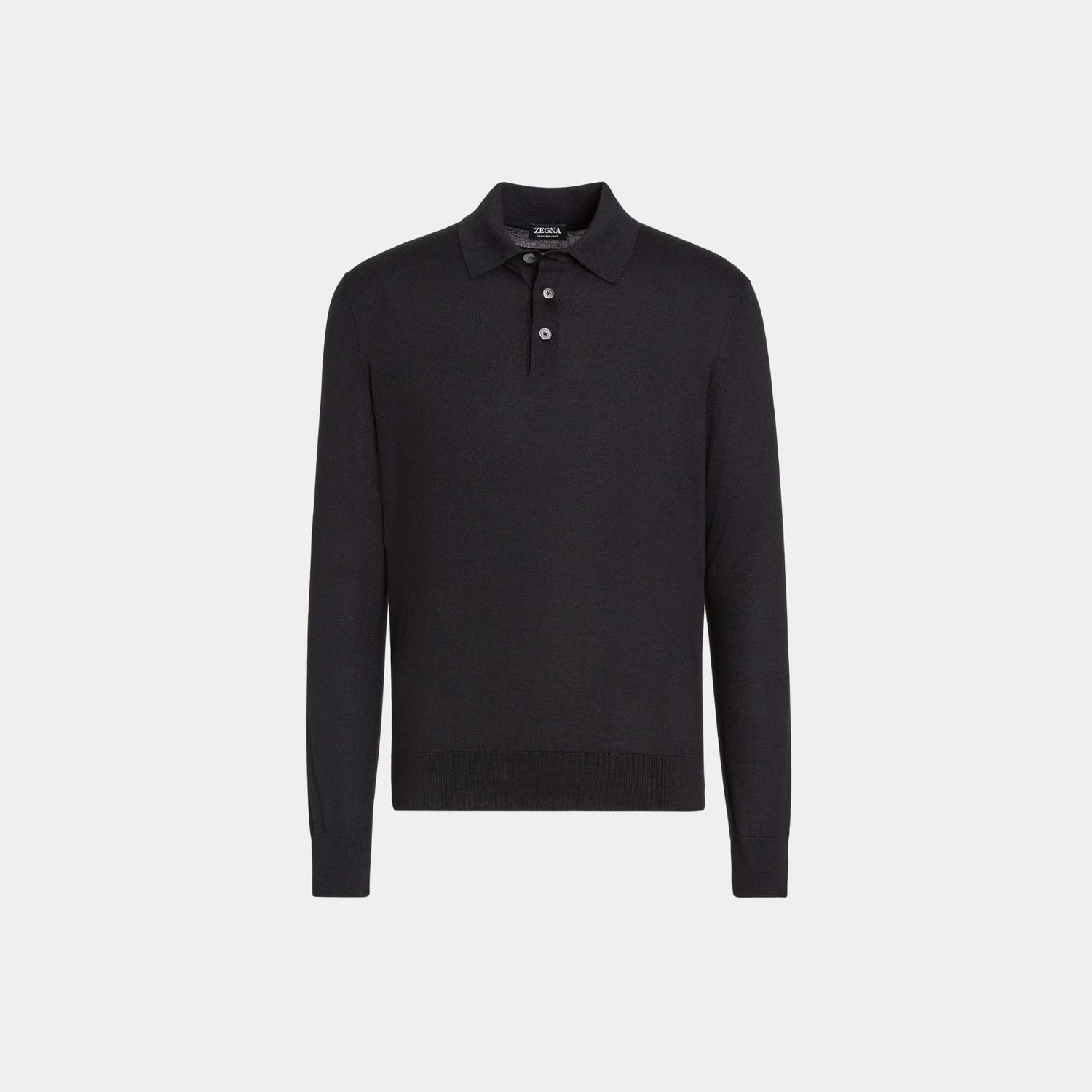 Zegna Cashseta Polo Shirt, Black, Front