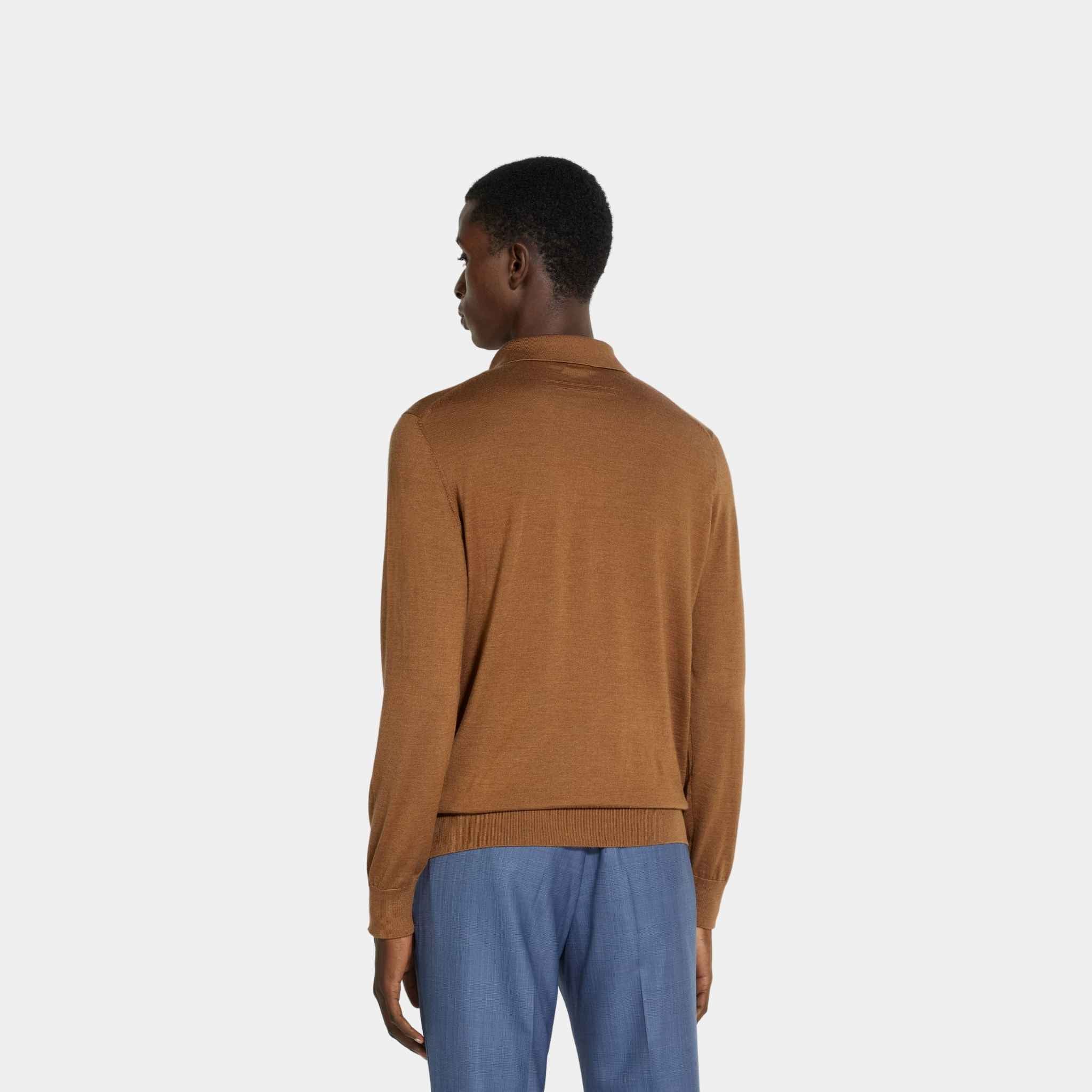 Zegna Cashseta Polo Shirt, Dark Foliage, Back