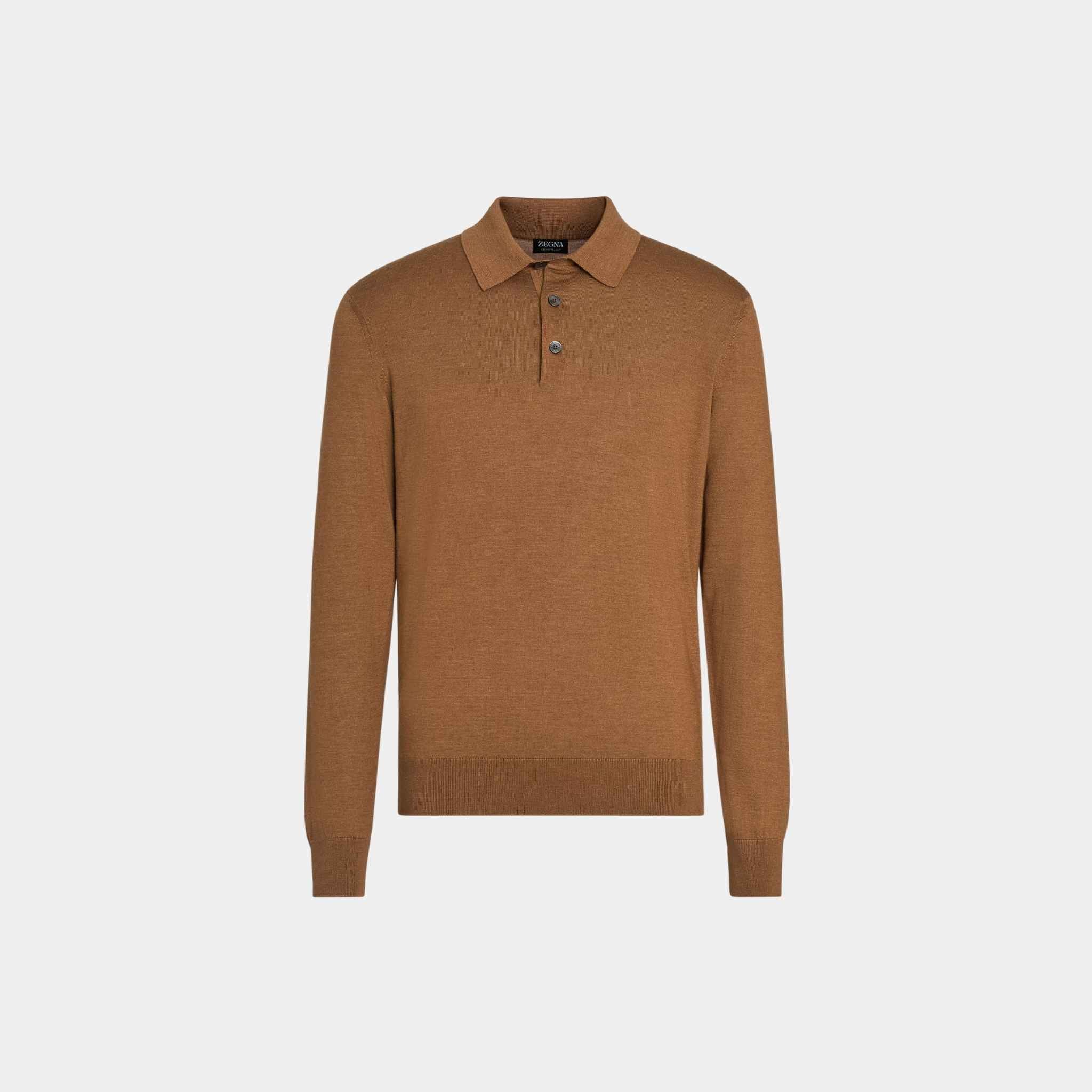 Zegna Cashseta Polo Shirt, Dark Foliage, Front