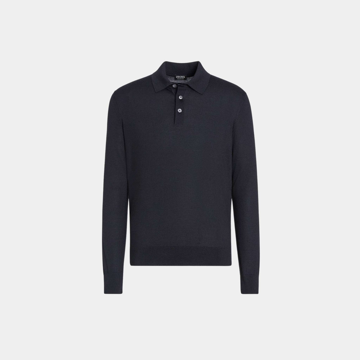 Zegna Cashseta Polo Shirt, Navy Blue, Front
