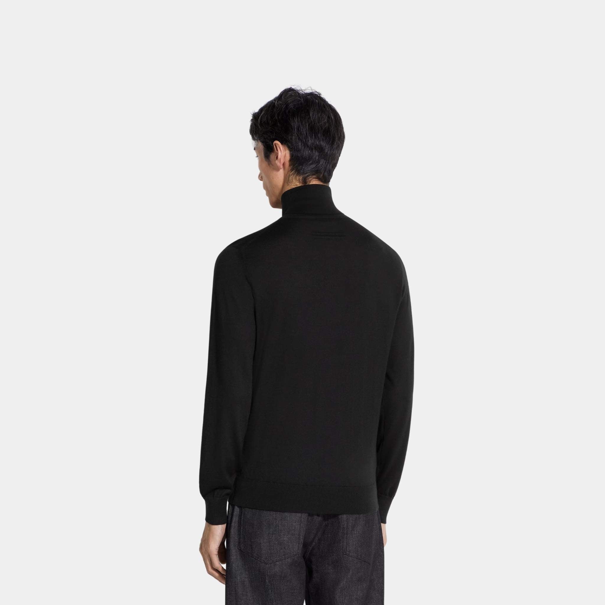 Zegna Cashseta Turtleneck, Black, Back